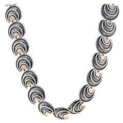 Sterling & Yellow Gold Geometric Dome Link Necklace 17 925 & 14k Circular
