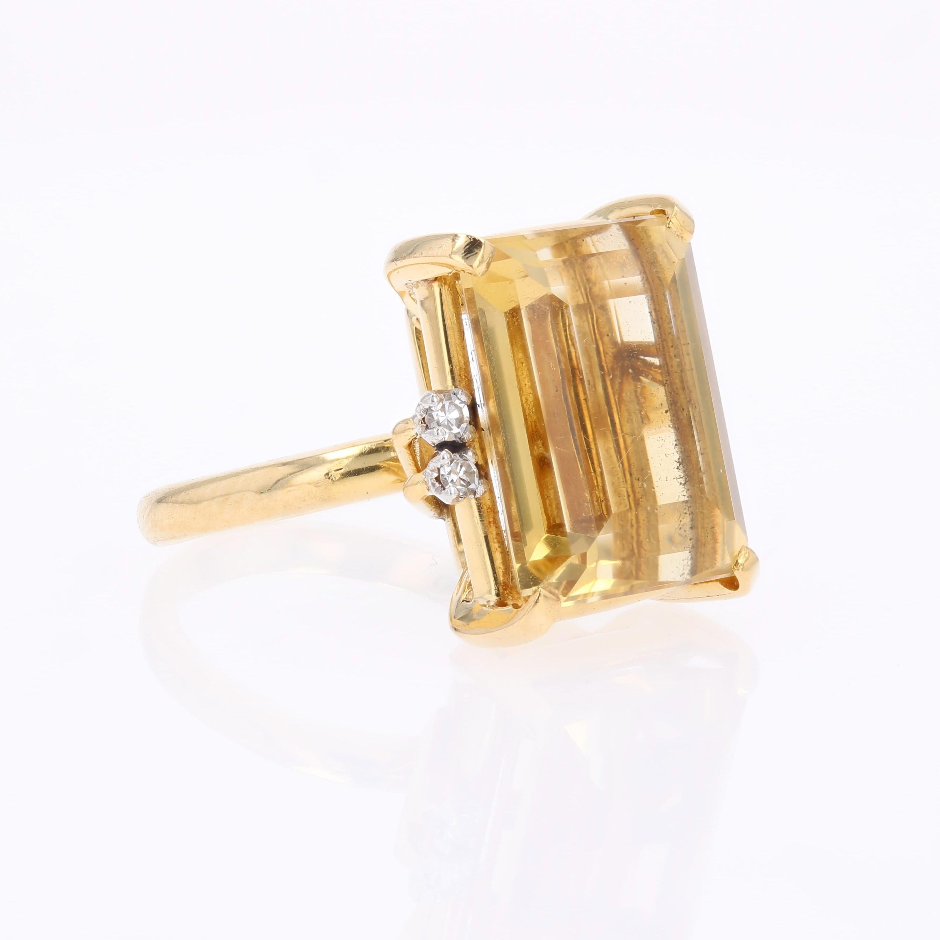 Stern 1960s 7 Carats Citrine Diamants Or jaune 18 carats Bague Cocktail en vente 6
