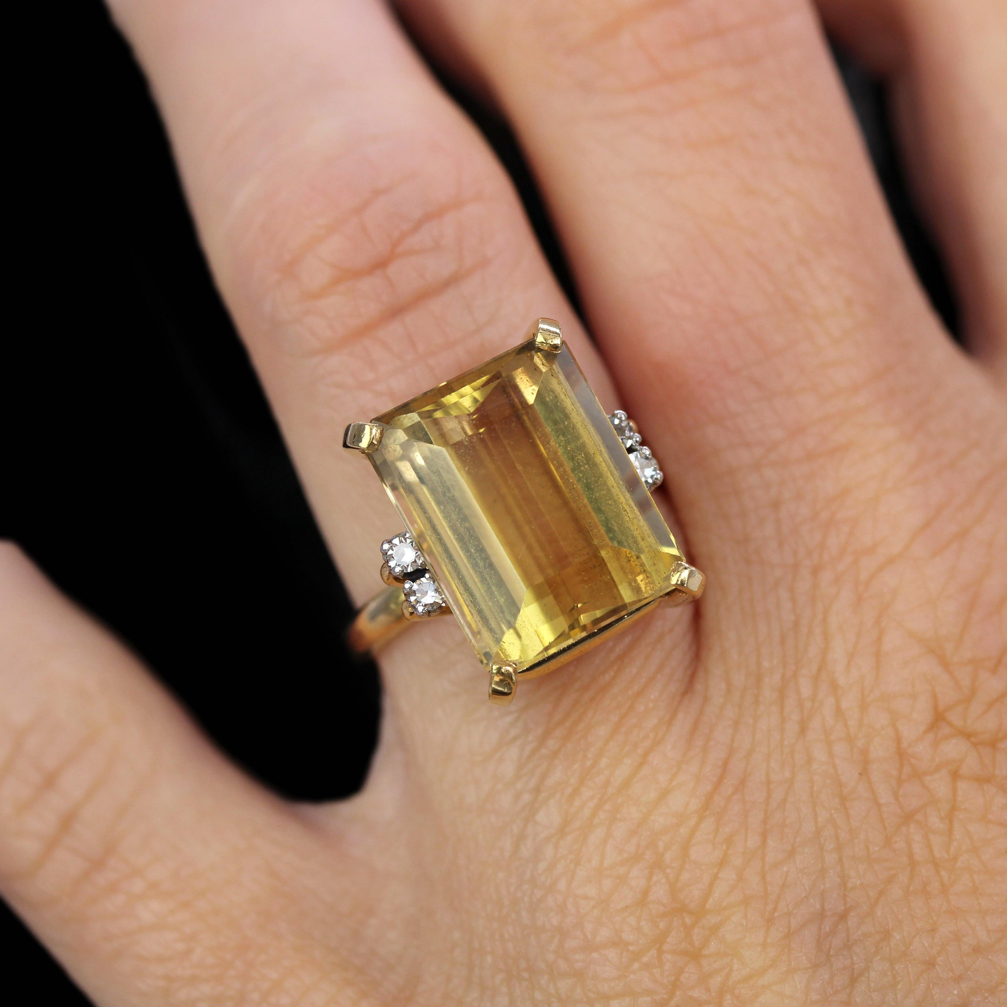 Stern 1960s 7 Carats Citrine Diamants Or jaune 18 carats Bague Cocktail en vente 7