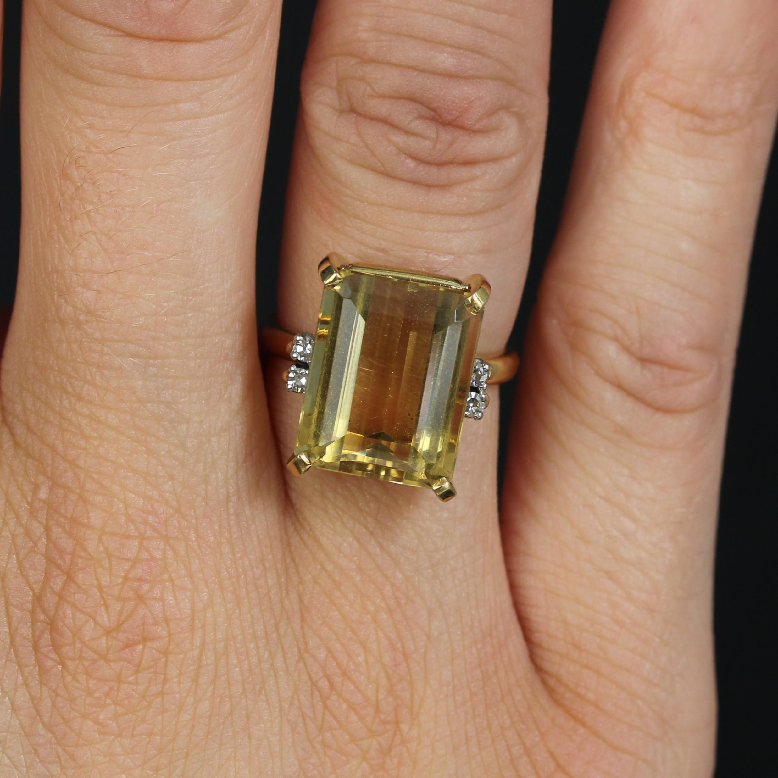 Stern 1960s 7 Carats Citrine Diamants Or jaune 18 carats Bague Cocktail en vente 10
