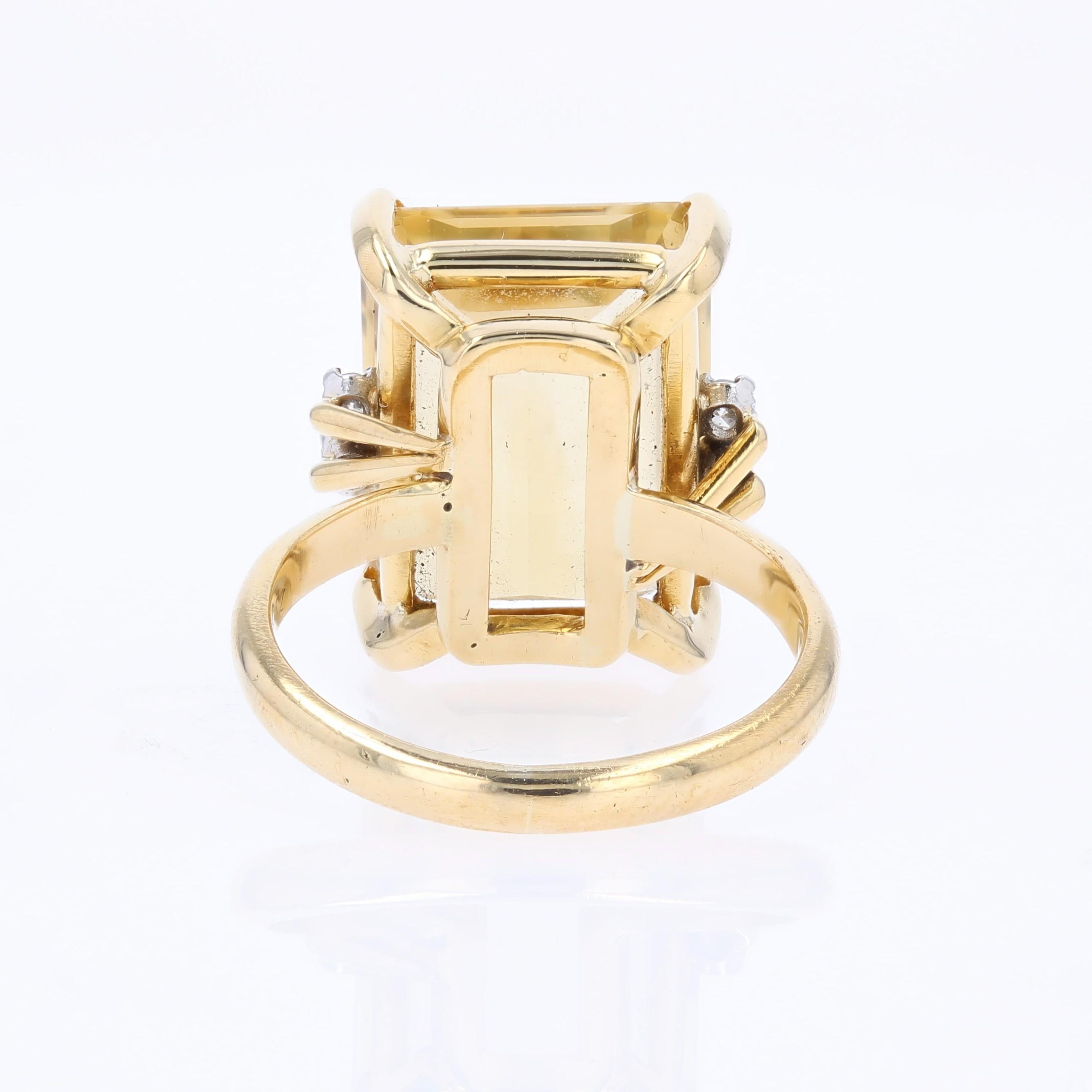 Stern 1960s 7 Carats Citrine Diamants Or jaune 18 carats Bague Cocktail en vente 13
