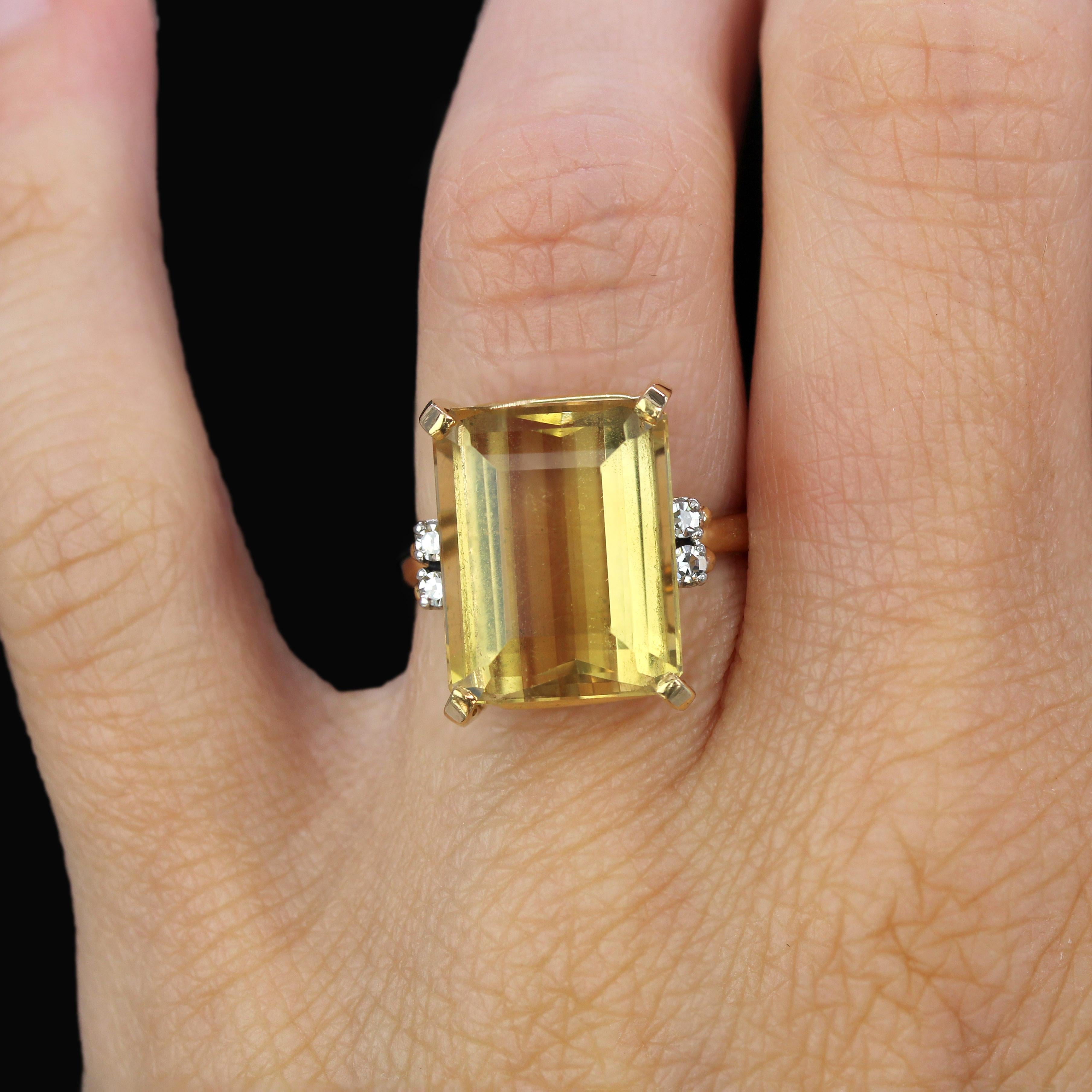 Stern 1960s 7 Carats Citrine Diamants Or jaune 18 carats Bague Cocktail Pour femmes en vente