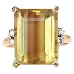 Stern 1960s 7 Carats Citrine Diamonds 18 Karat Yellow Gold Cocktail Ring