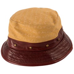 Stetson Bucket Hat Bordeaux Leather Camel Canvas