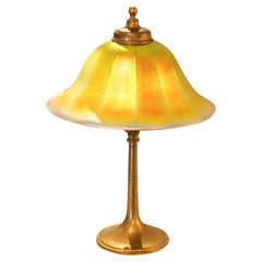 STEUBEN 1915 Antique Arts & Crafts Table Lamp With Gold Aurene Art Glass
