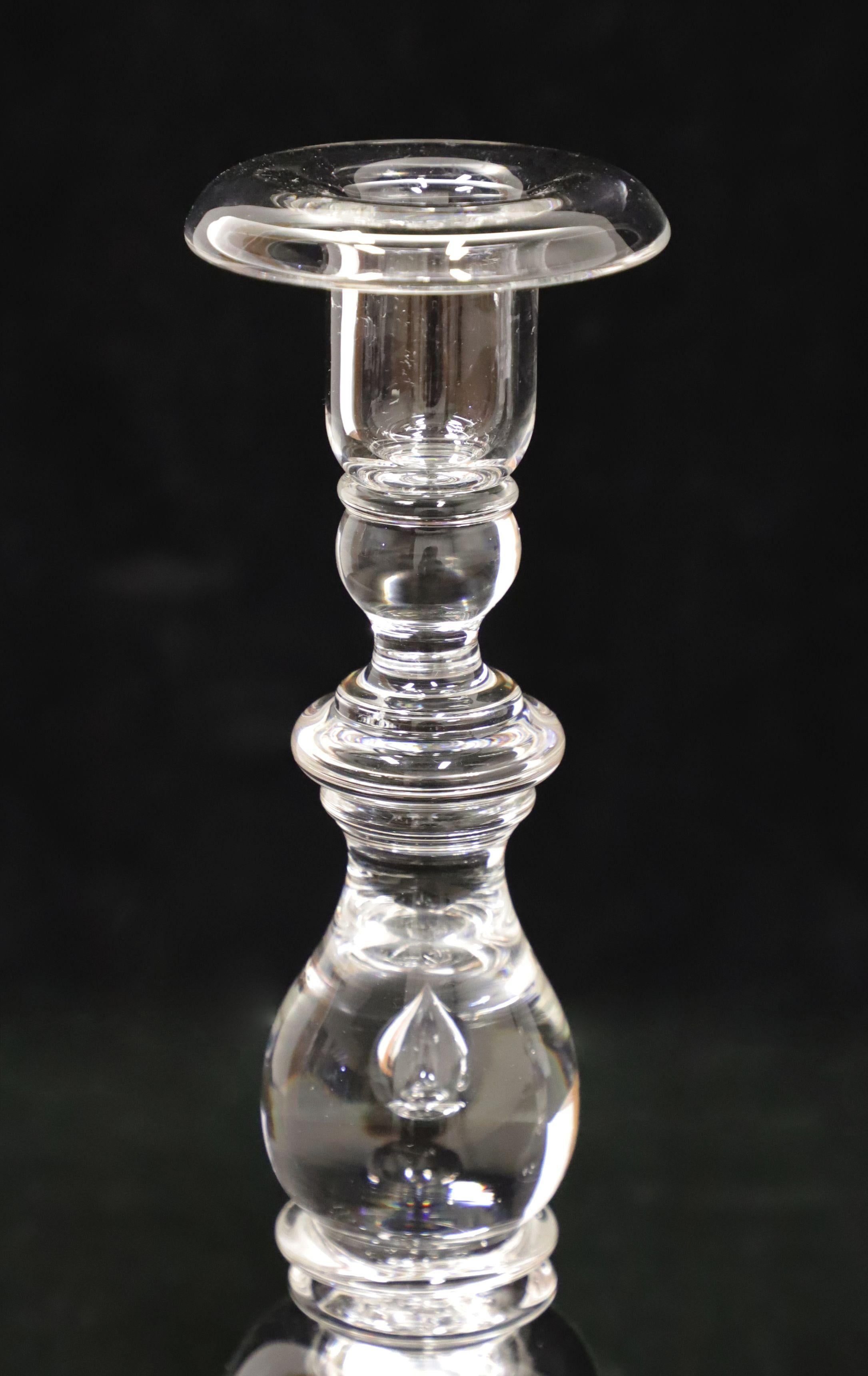 American STEUBEN Single Light Teardrop Candlesticks - Pair