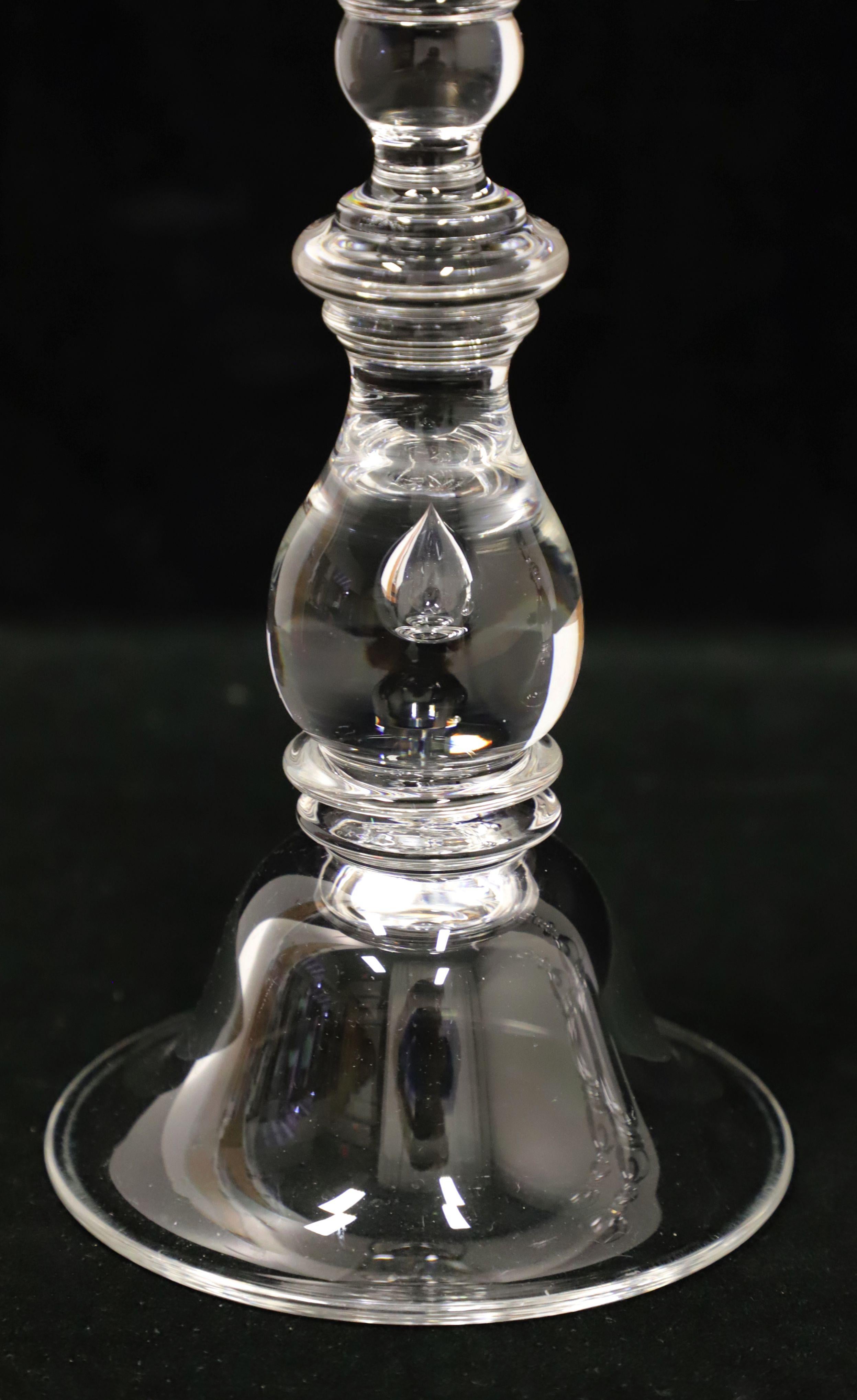 STEUBEN Single Light Teardrop Candlesticks - Pair In Good Condition In Charlotte, NC