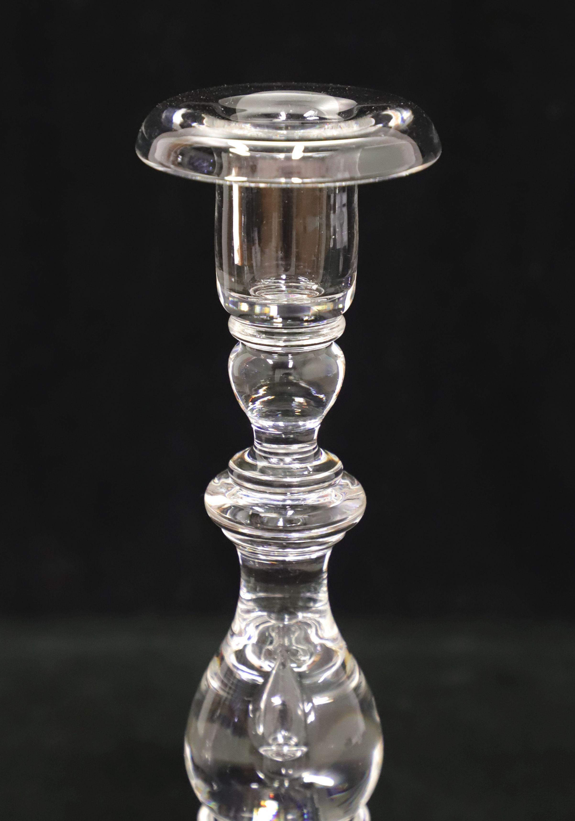Blown Glass STEUBEN Single Light Teardrop Candlesticks - Pair