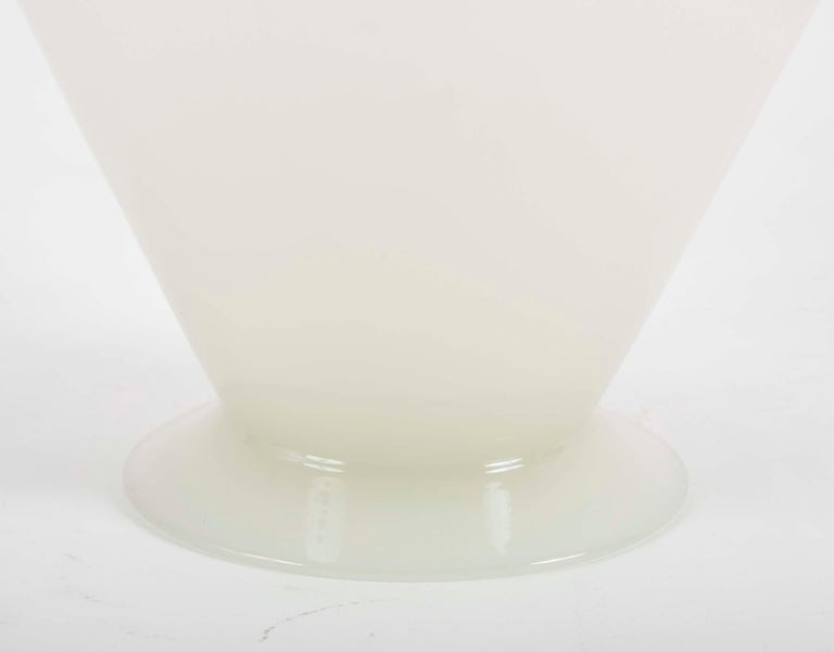 Steuben Alabaster Glass Vase with Applied Black Lip 7459 at 1stDibs