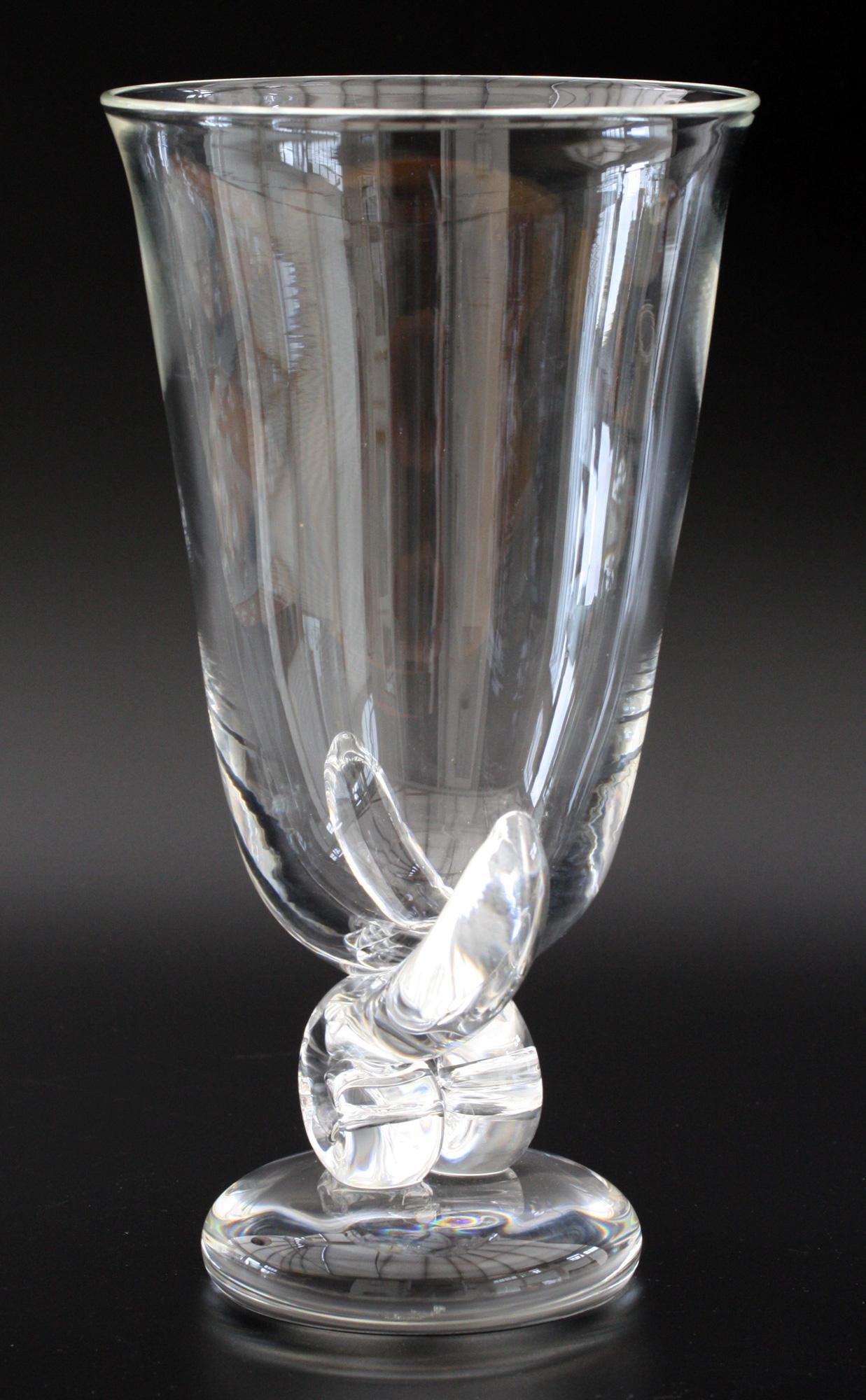 Hand-Crafted Steuben Art Deco Glass Flower Shaped Vase by George Thompson, circa 1942