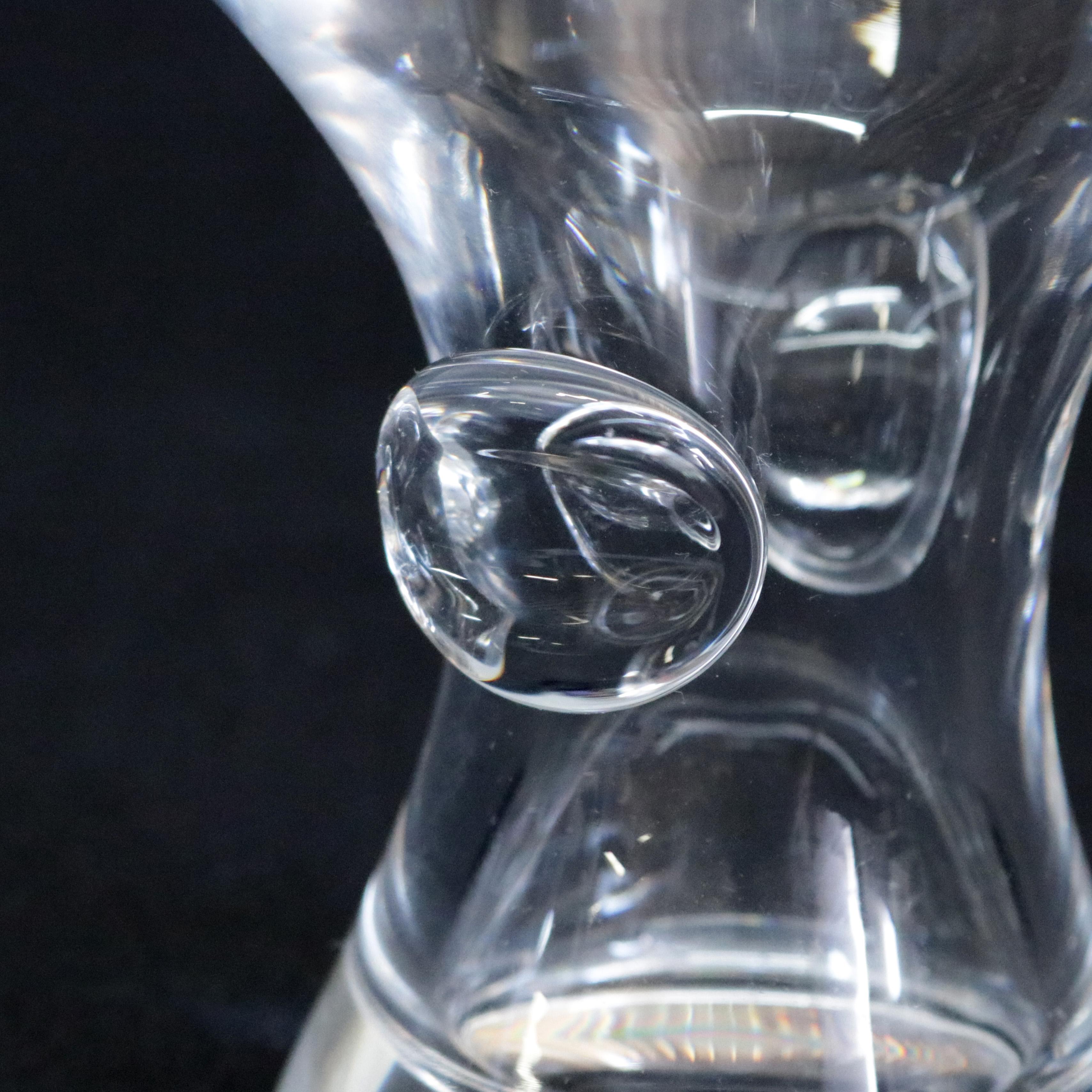 20th Century Steuben Art Glass Modernist Pinched Dot Flared Pedestal Bouquet Vase, Signed