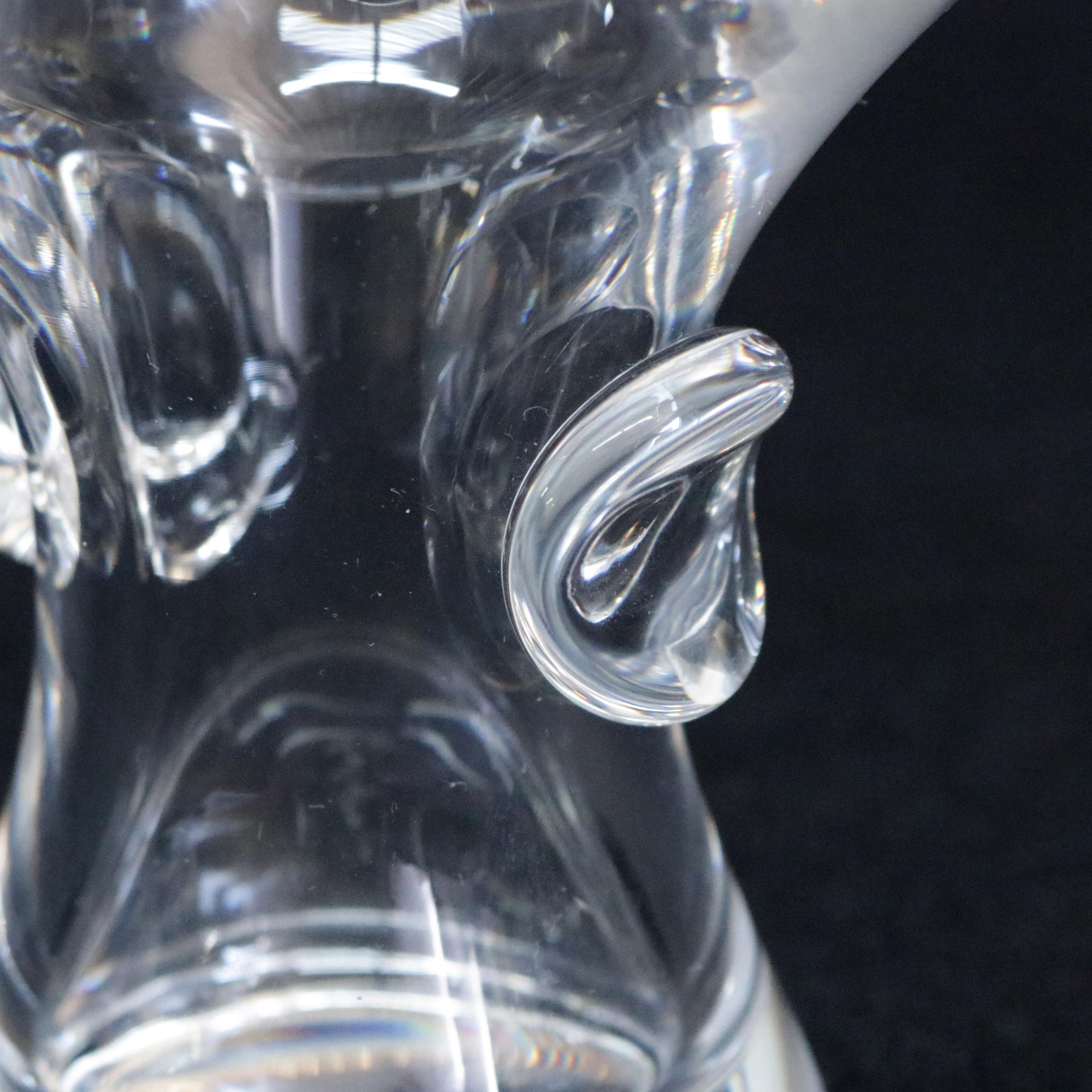American Steuben Art Glass Modernist Pinched Dot Flared Pedestal Bouquet Vase, Signed