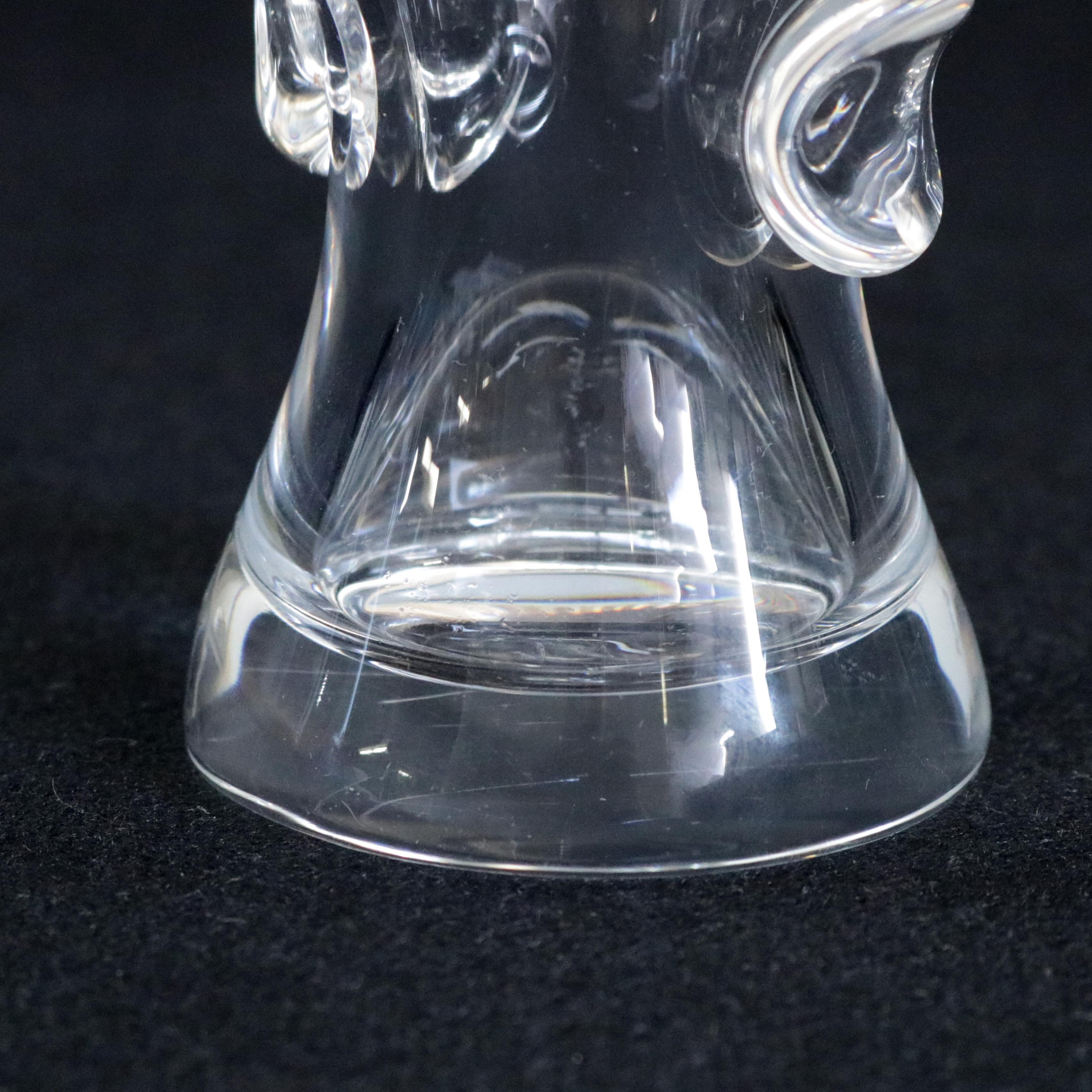 Hand-Crafted Steuben Art Glass Modernist Pinched Dot Flared Pedestal Bouquet Vase, Signed