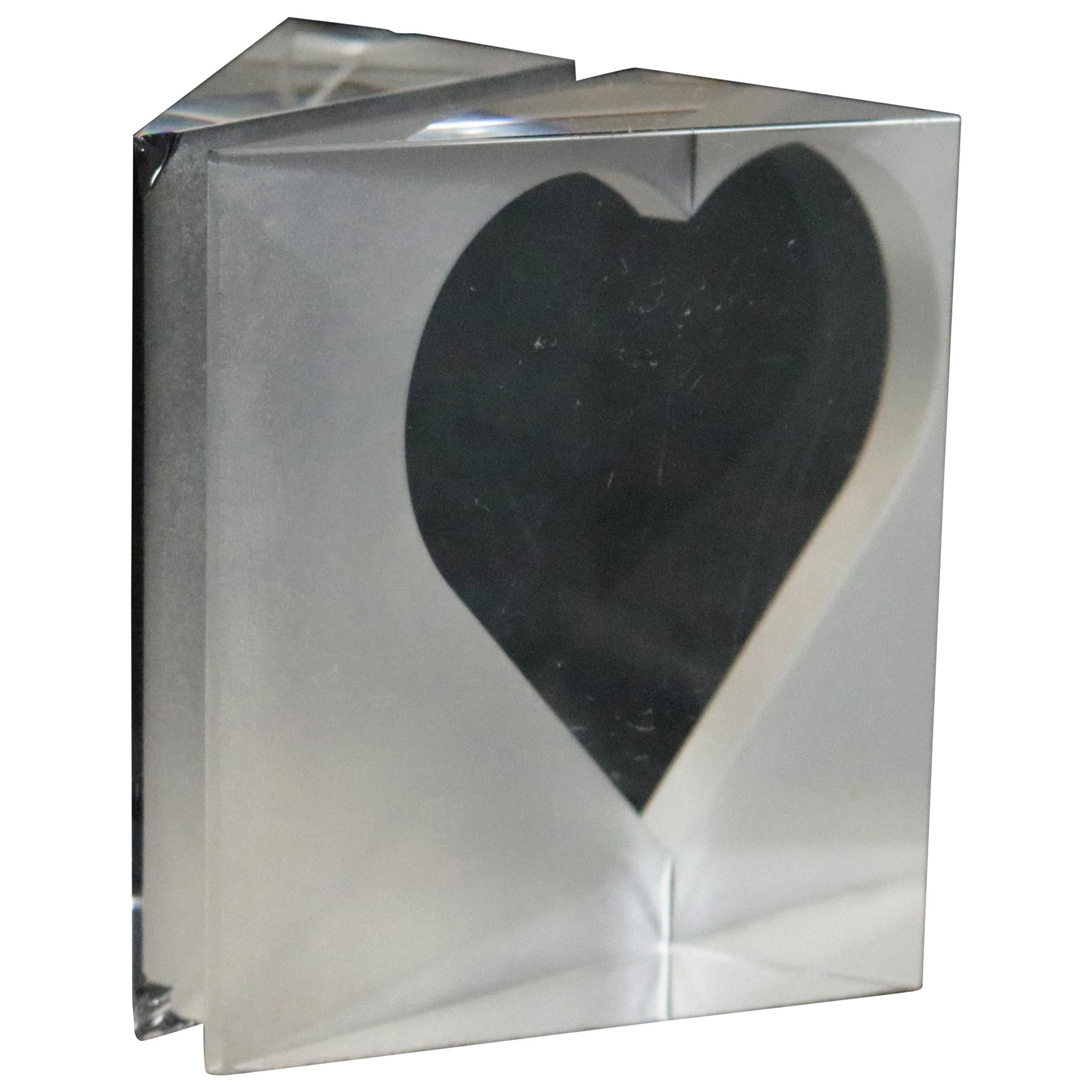 Steuben Art Glass Prismatic "Love At First Sight" Heart Paperweight