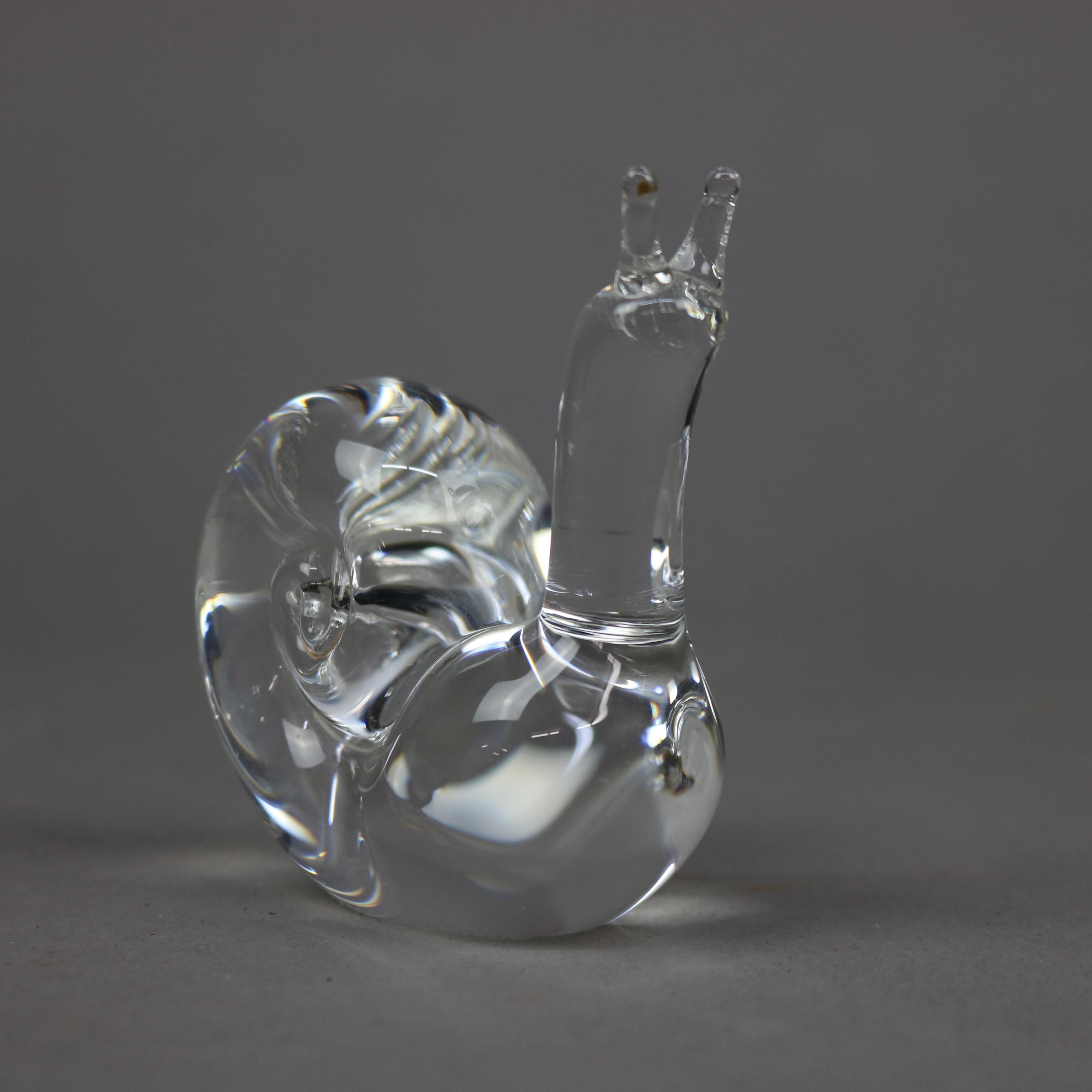 American Steuben Art Glass Sculptural Snail Paperweight, 20th C