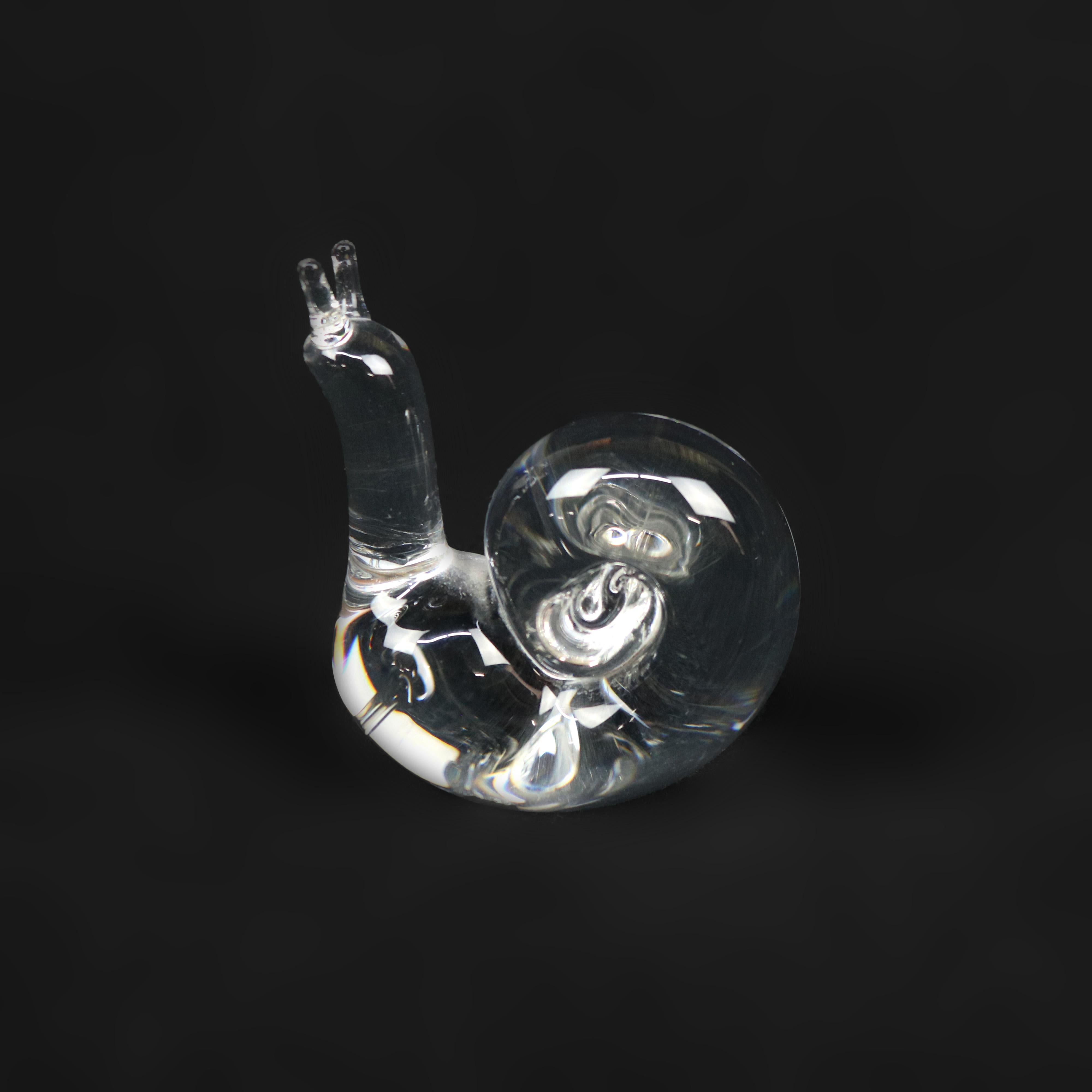 Steuben Art Glass Sculptural Snail Paperweight, 20th C 1