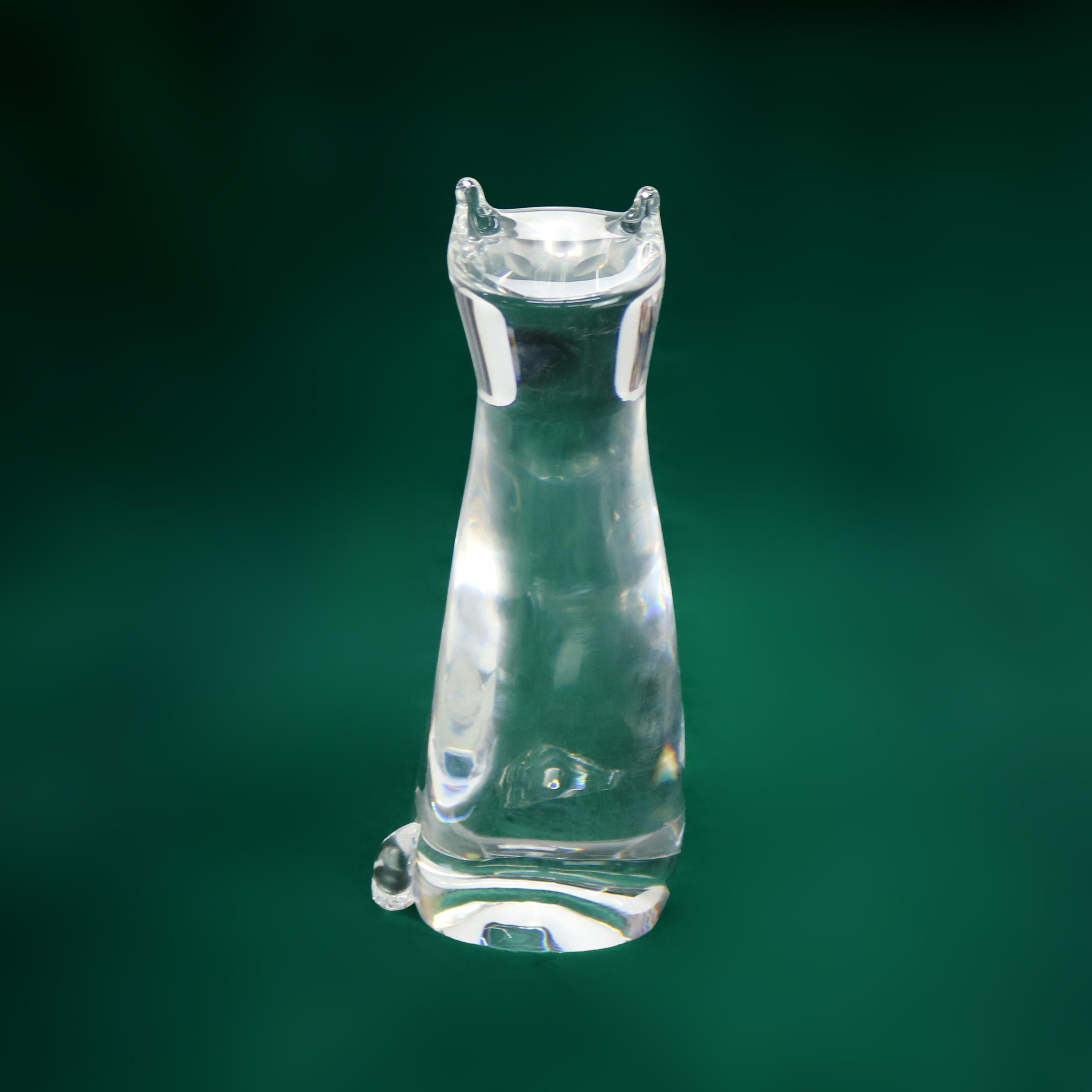 80652-ALT Steuben Glass Sitting Cat Figure Signed C1980.   
8 1/2
