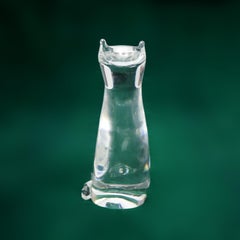 Steuben Art Glass Sitting Cat Figure Signed C1980