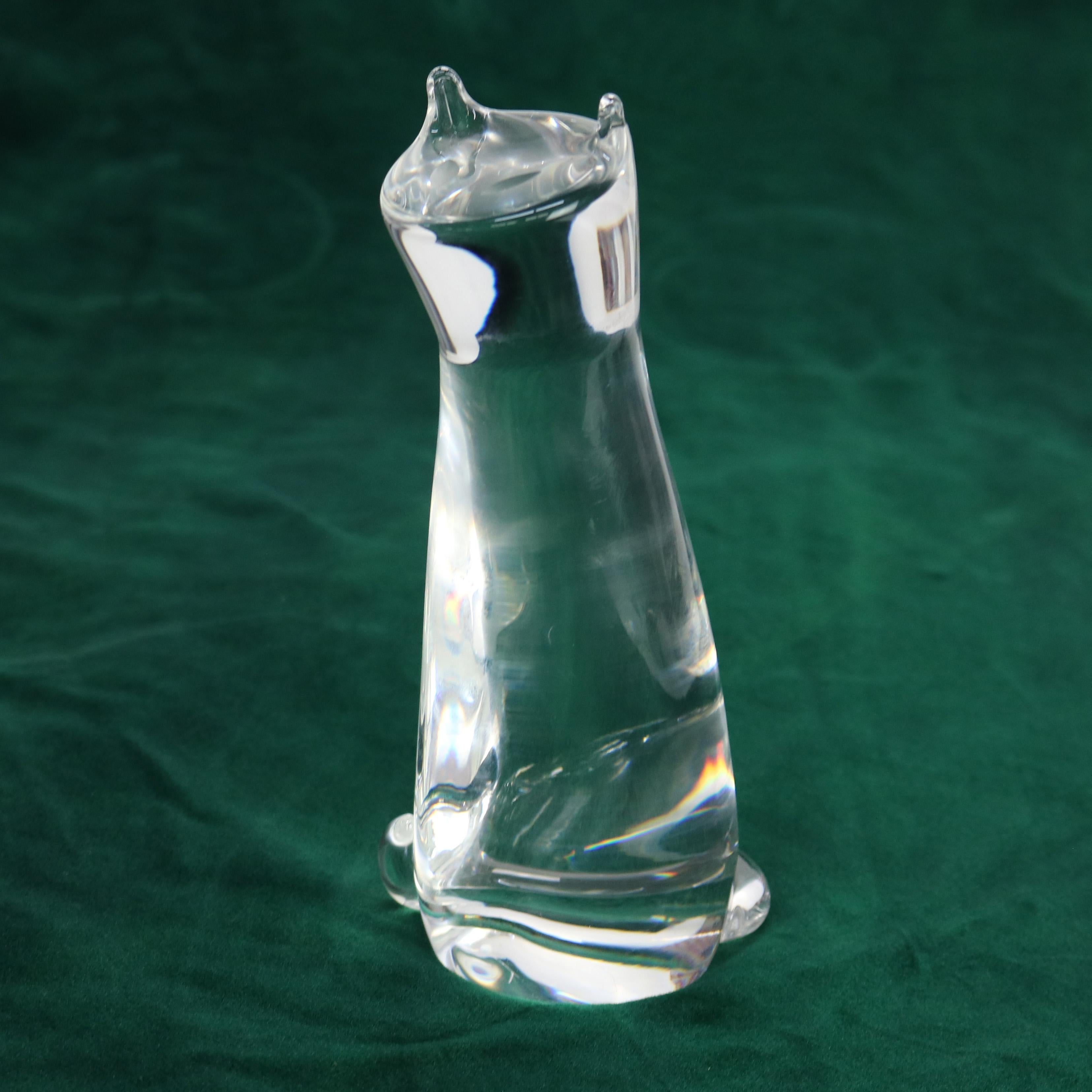 Steuben Art Glass Sitting Cat Figure Signed C1980 1