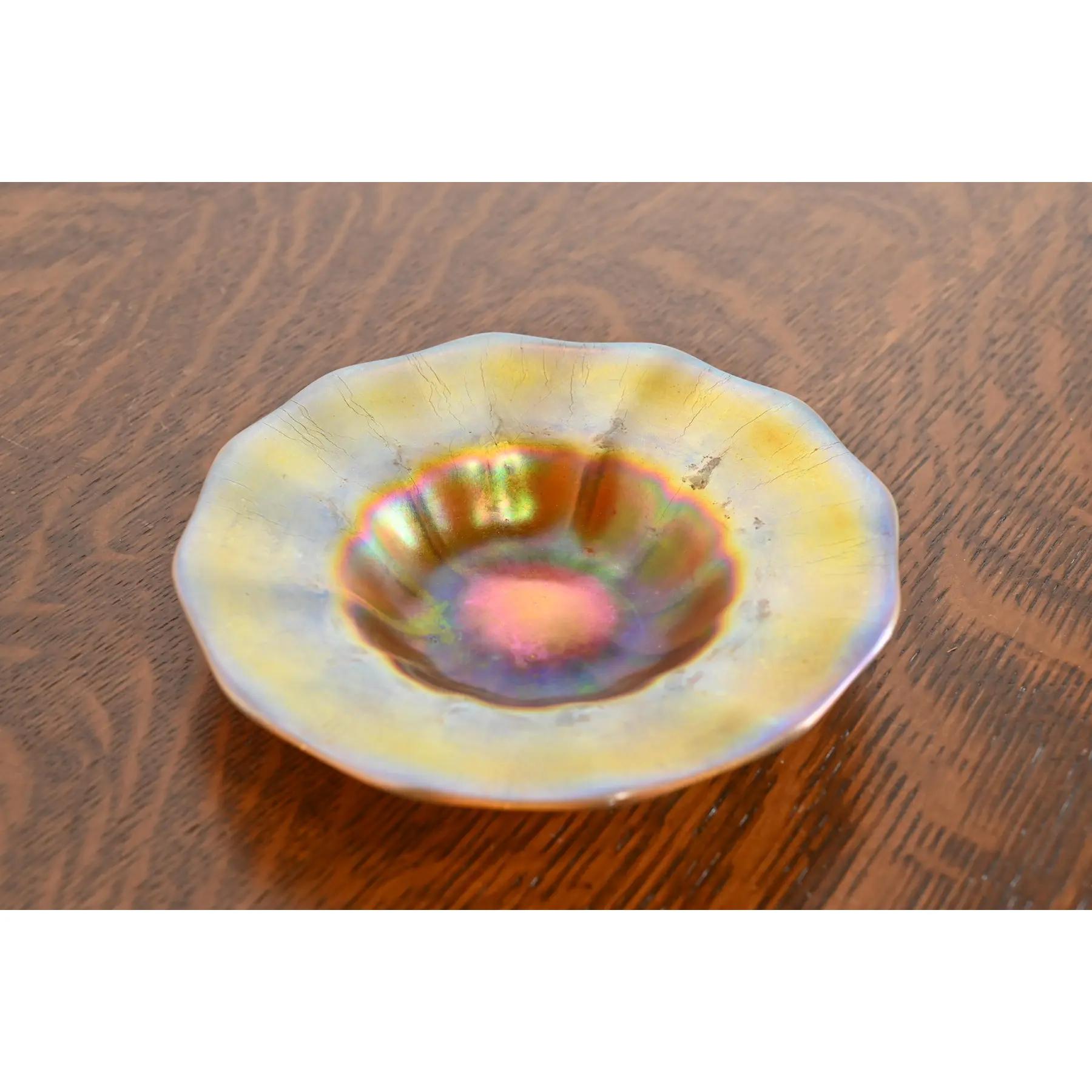 Arts and Crafts Steuben Aurene Iridescent Art Glass Plate or Catchall Dish For Sale