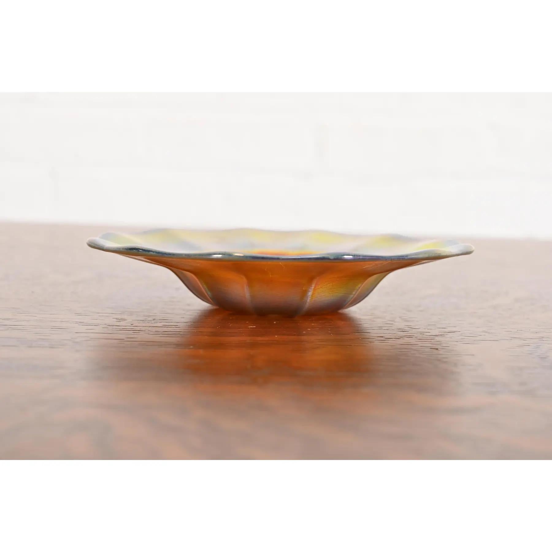 American Steuben Aurene Iridescent Art Glass Plate or Catchall Dish For Sale