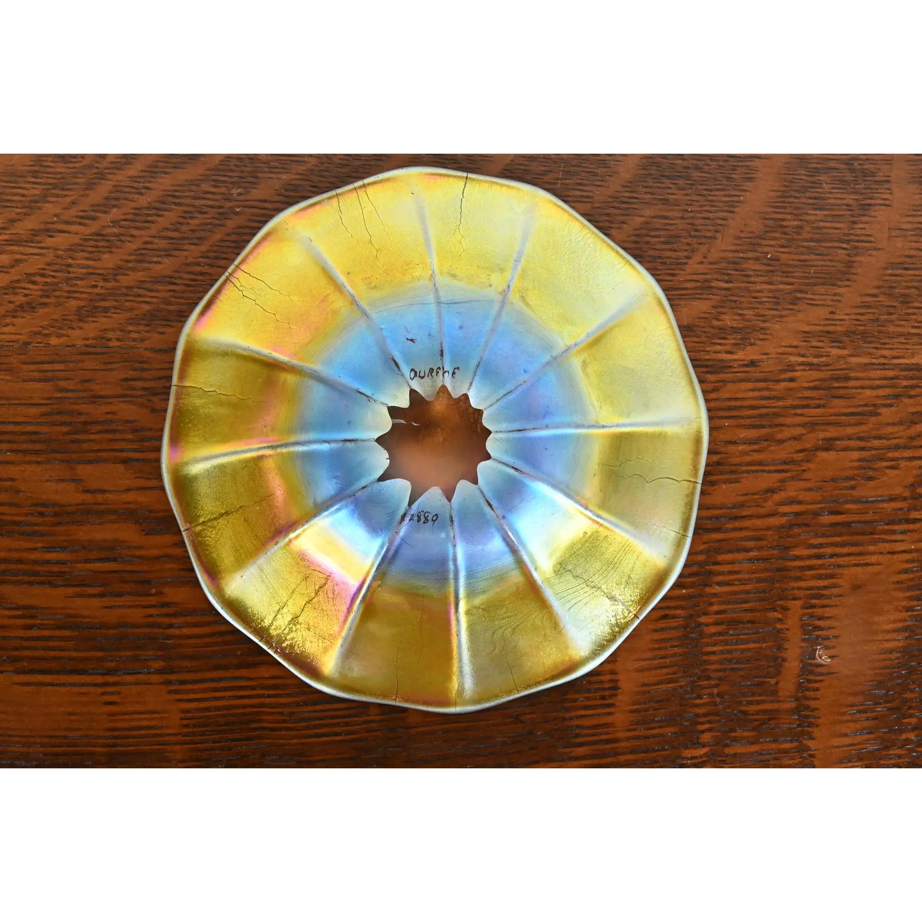 20th Century Steuben Aurene Iridescent Art Glass Plate or Catchall Dish For Sale