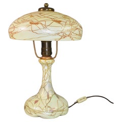 Antique Steuben Boudoir Lamp Art Glass, Gold Heart & Vine