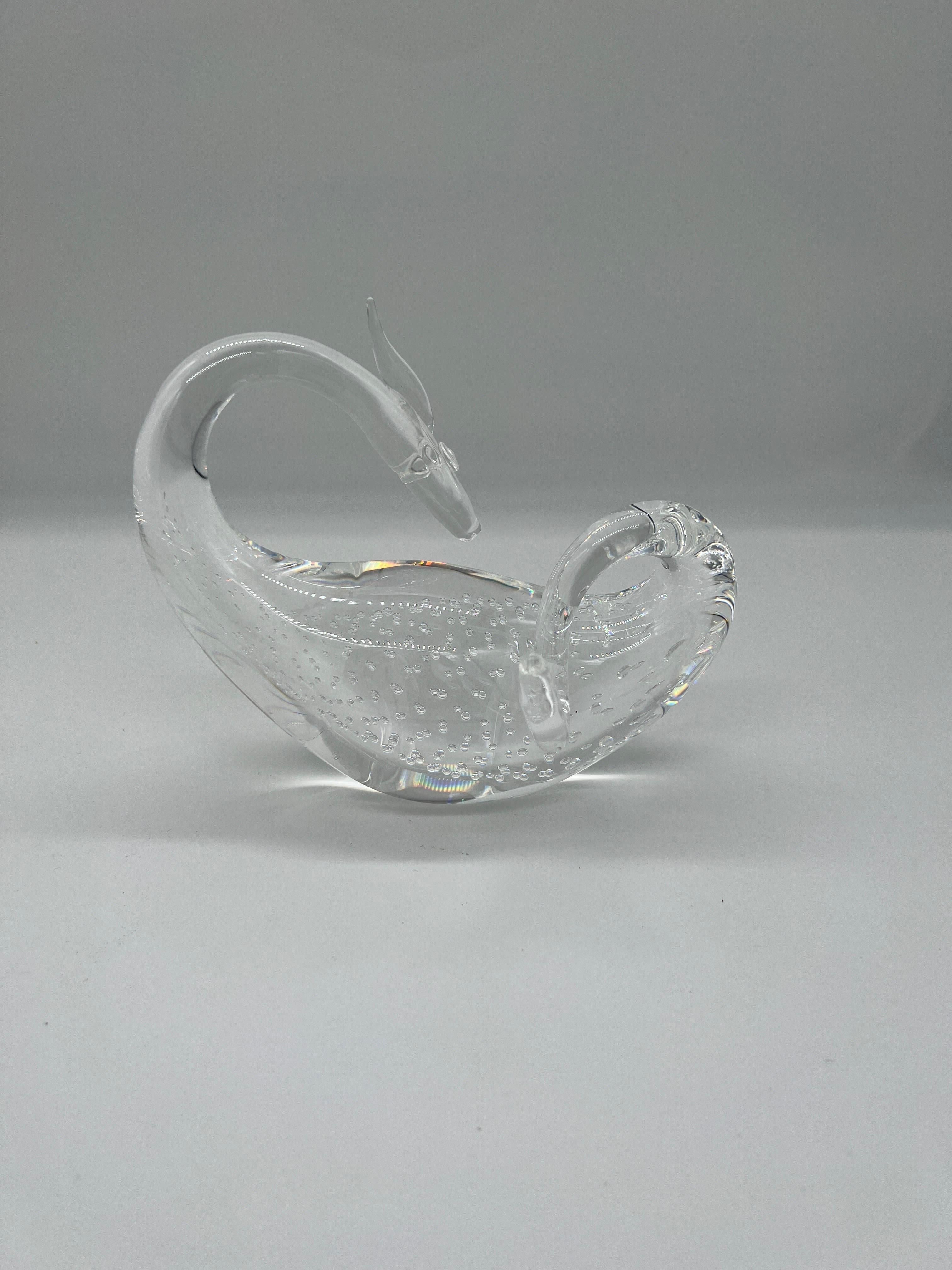 Steuben Controlled Bubble Crystal Dragon Figurine Designed by Bernard Wolff In Good Condition For Sale In Atlanta, GA