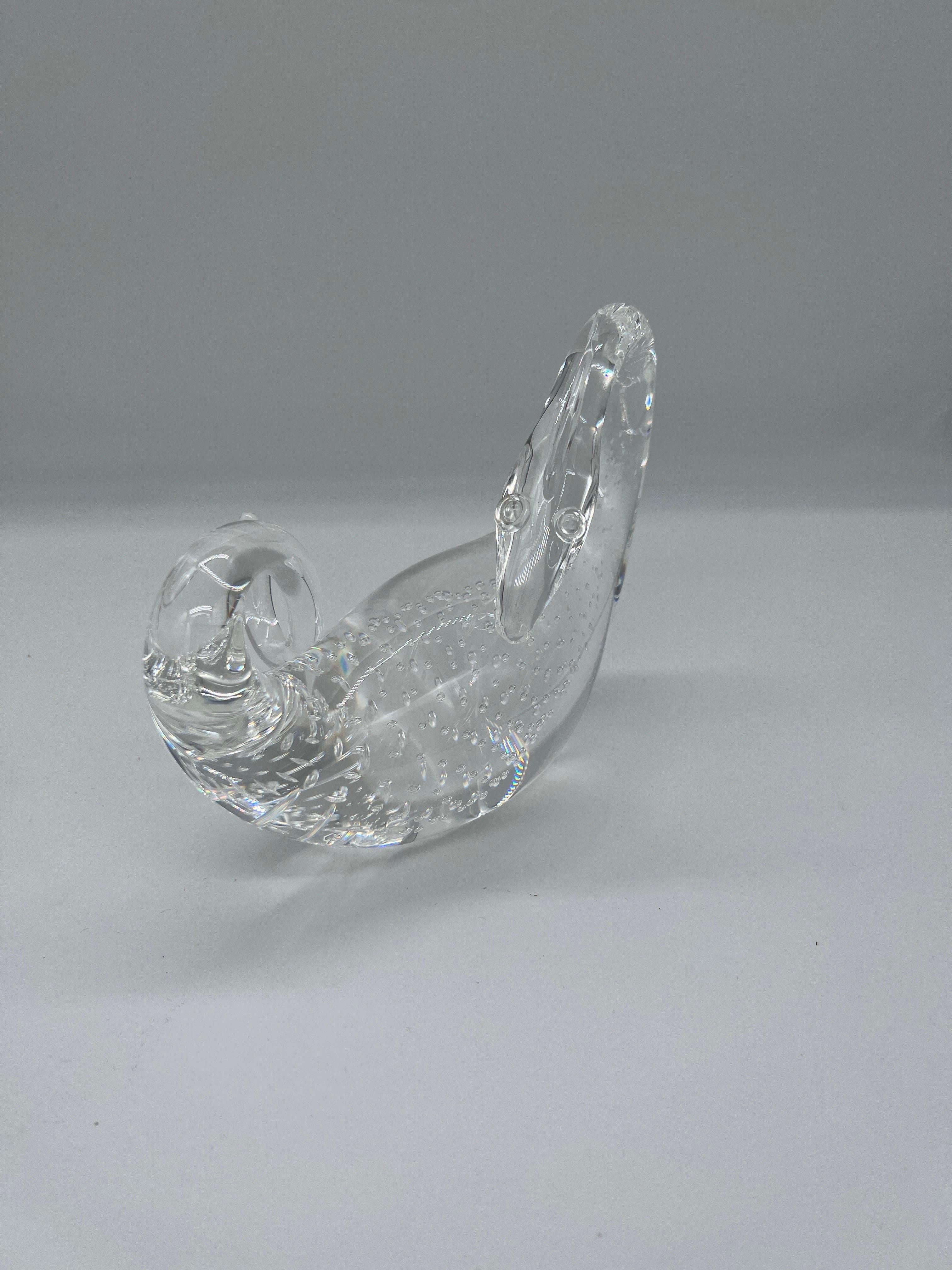 20th Century Steuben Controlled Bubble Crystal Dragon Figurine Designed by Bernard Wolff For Sale