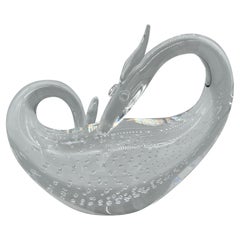 Steuben Controlled Bubble Crystal Dragon Figurine Disegnato da Bernard Wolff