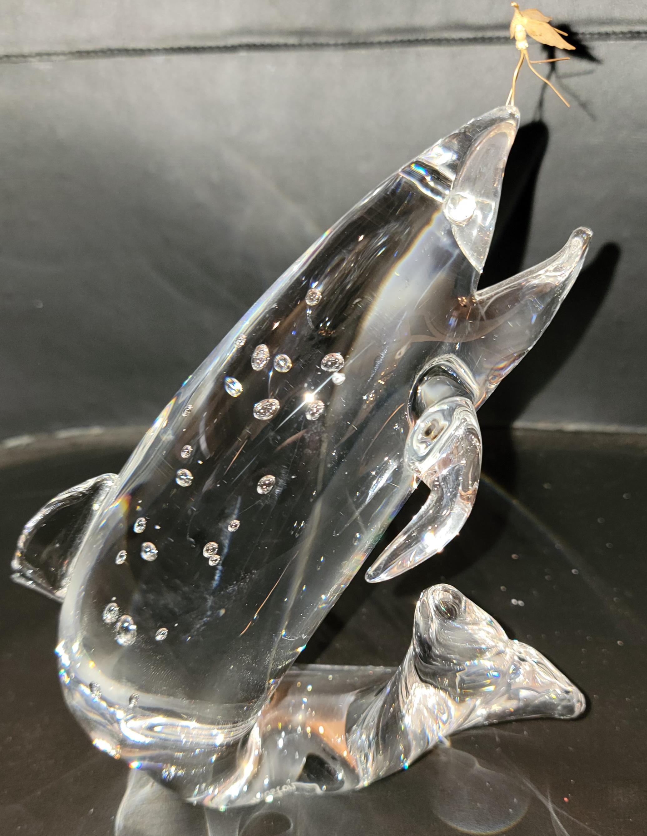Modern Steuben Crystal art glass by J Houston Trout 24k Gold Fly For Sale