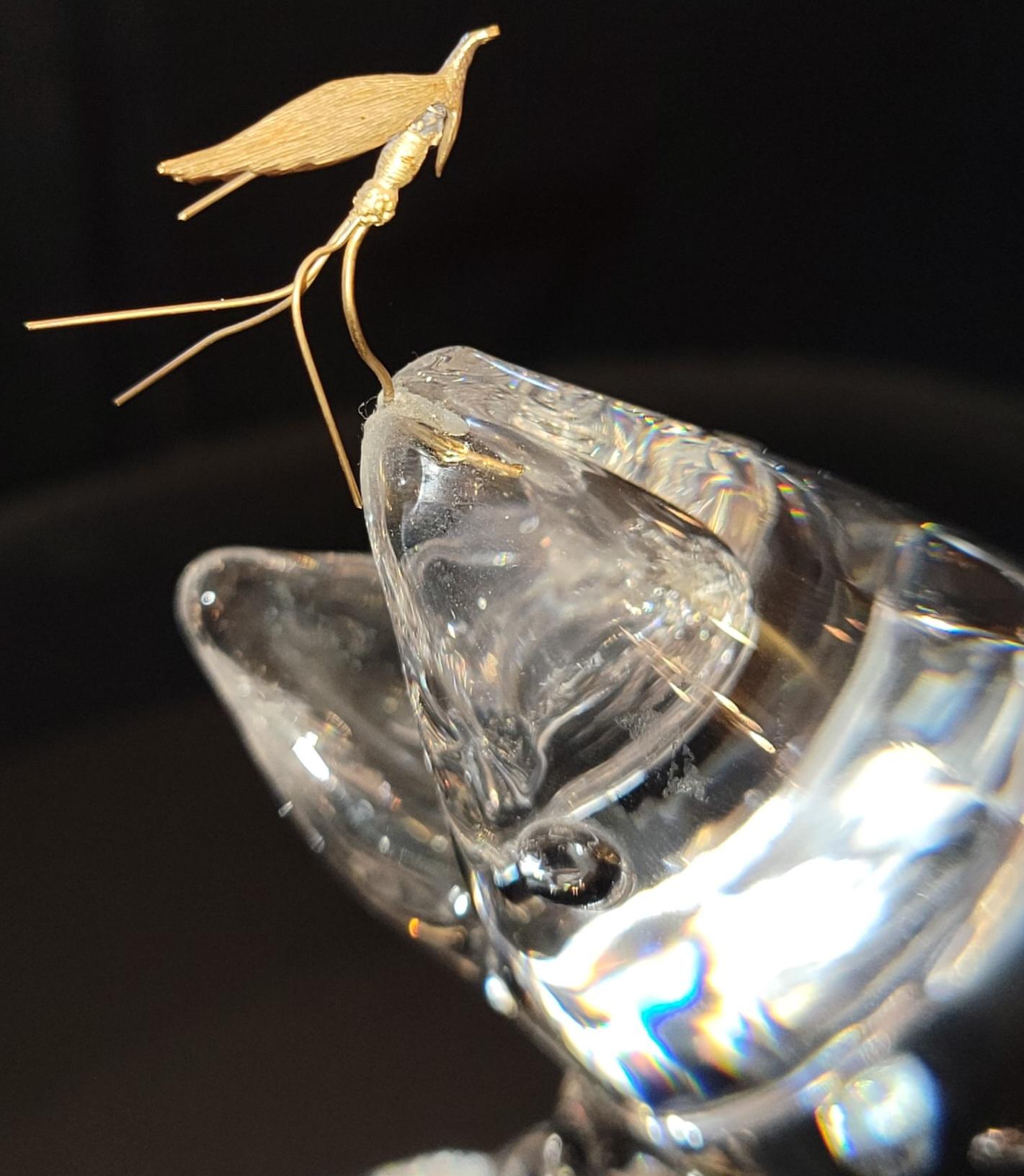 Late 20th Century Steuben Crystal art glass by J Houston Trout 24k Gold Fly For Sale
