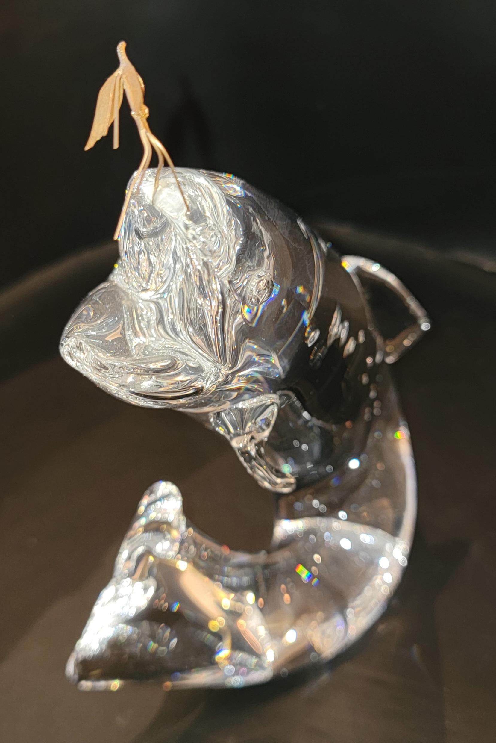 Steuben Kristall-Kunstglas von J Houston Trout 24k Goldfliegen von J Houston im Angebot 1