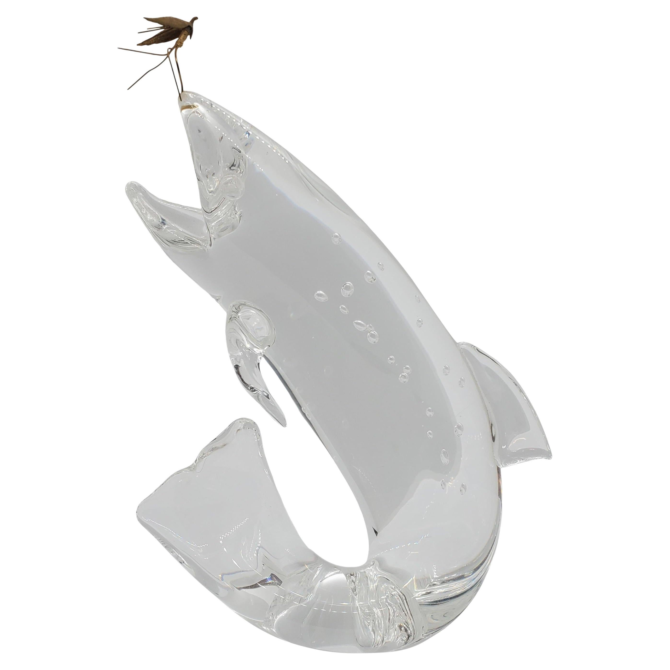 Steuben Kristall-Kunstglas von J Houston Trout 24k Goldfliegen von J Houston im Angebot
