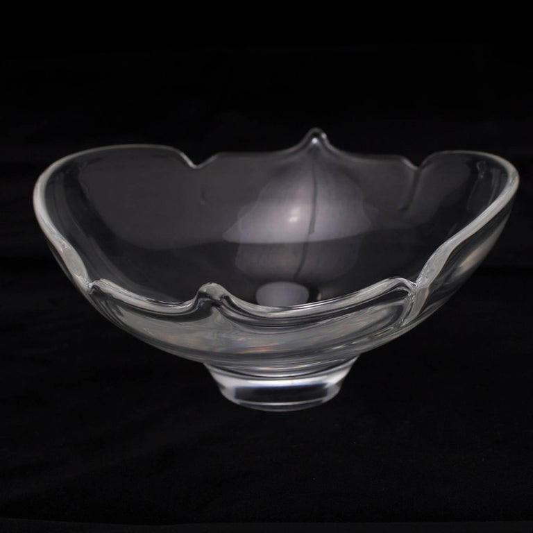 Steuben Crystal Calyx Crystal Pedestal Console Bowl by Pollard, 20th