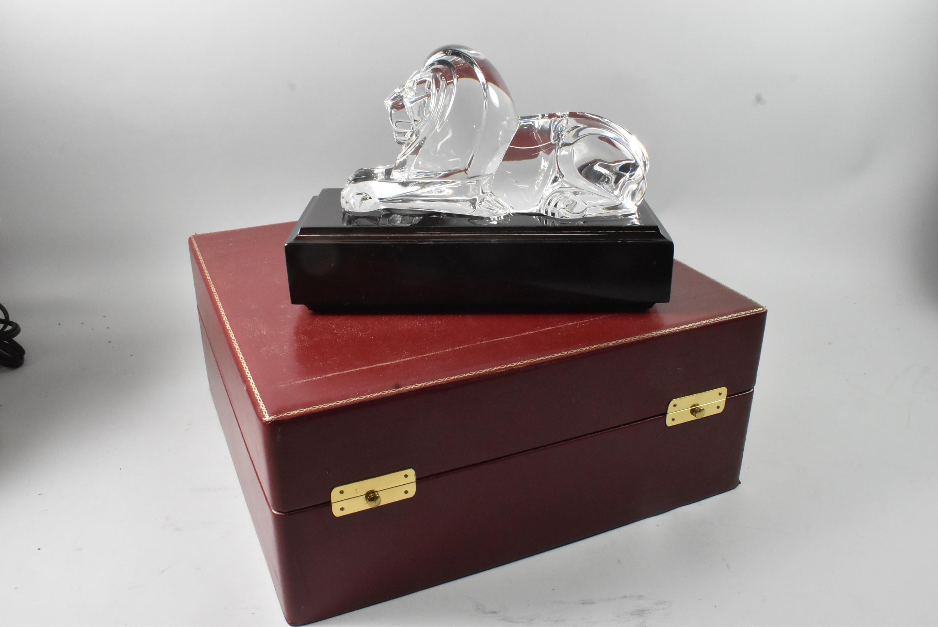 Modern Steuben Crystal Lion With Base & Original Box For Sale