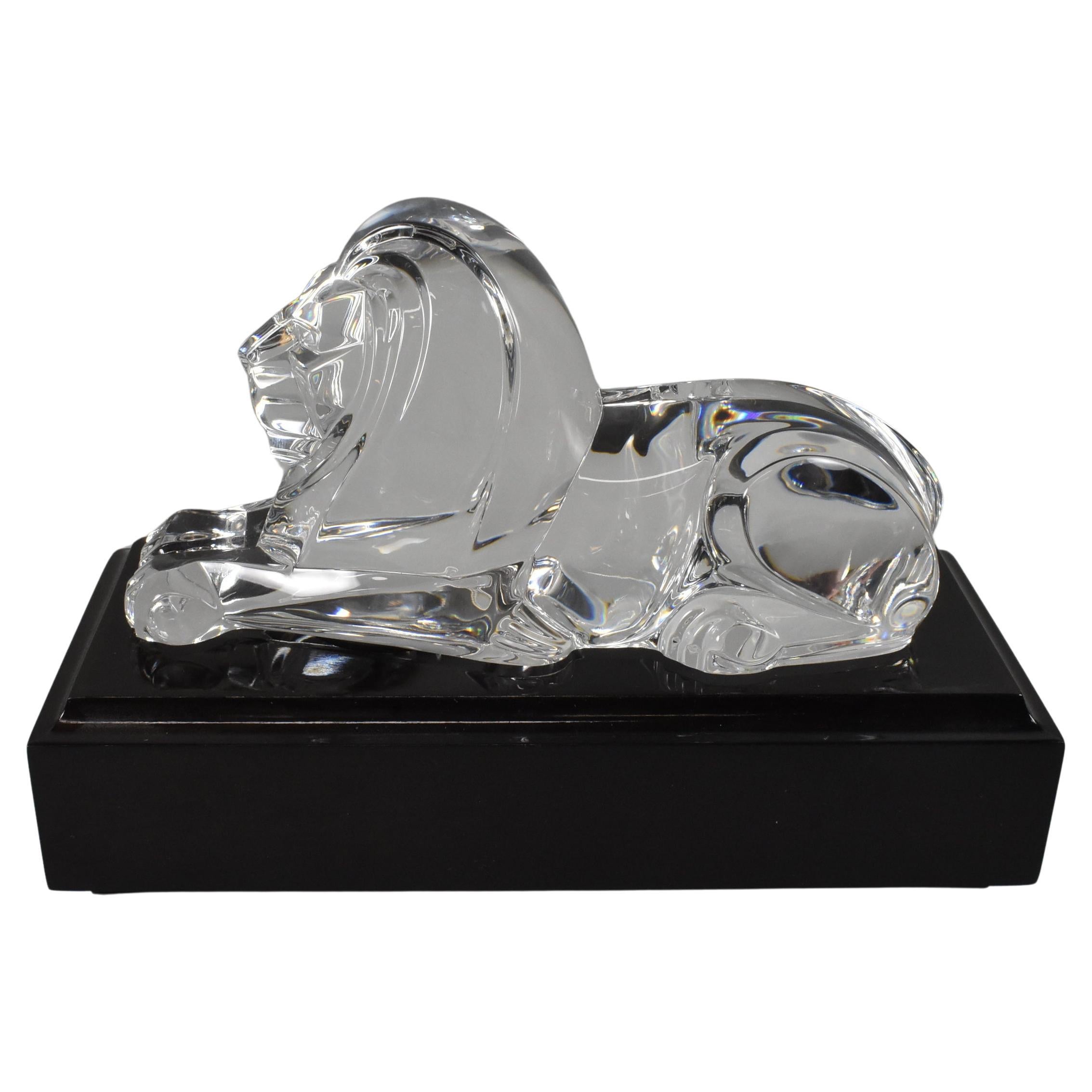 Steuben Crystal Lion With Base & Original Box For Sale