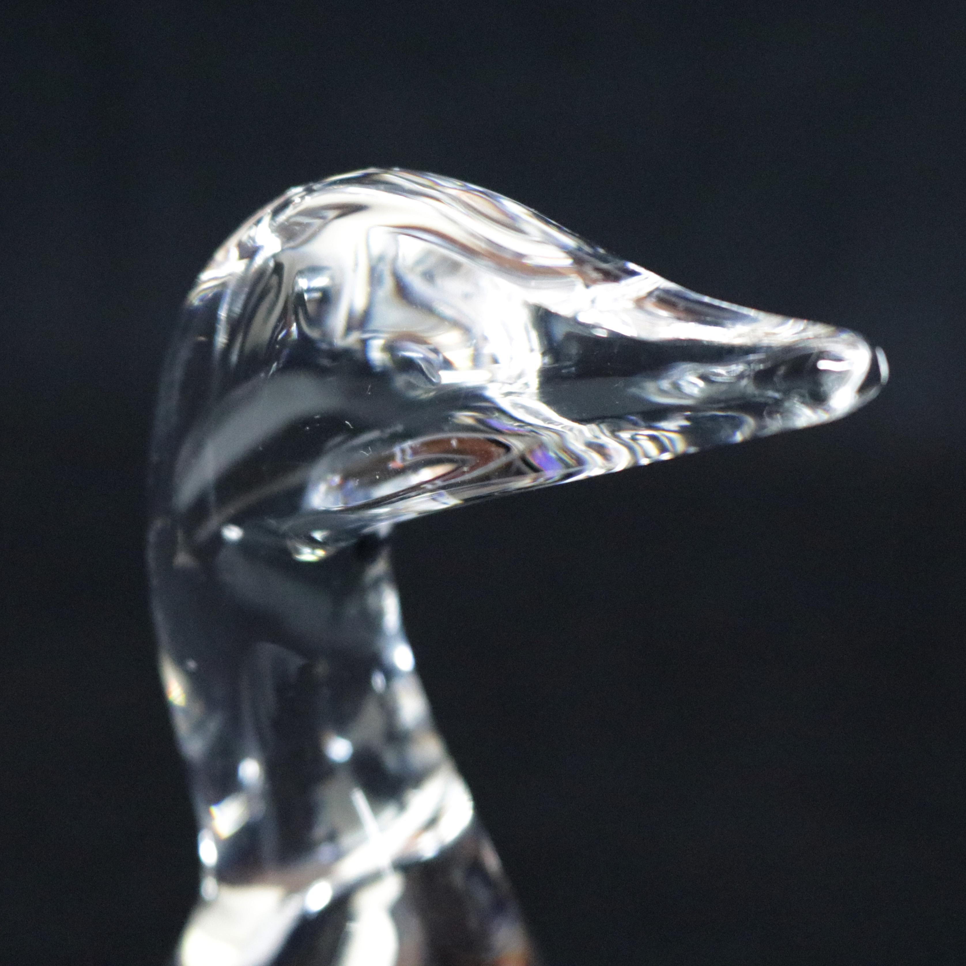 Midcentury Steuben figurative mouth blown crystal sculptural paperweight features colorless art glass in full body form of Gander designed by Lloyd Atkins 1968 for Corning Museum of Glass, New York, NY, signed on base, 20th century
*Large Collection