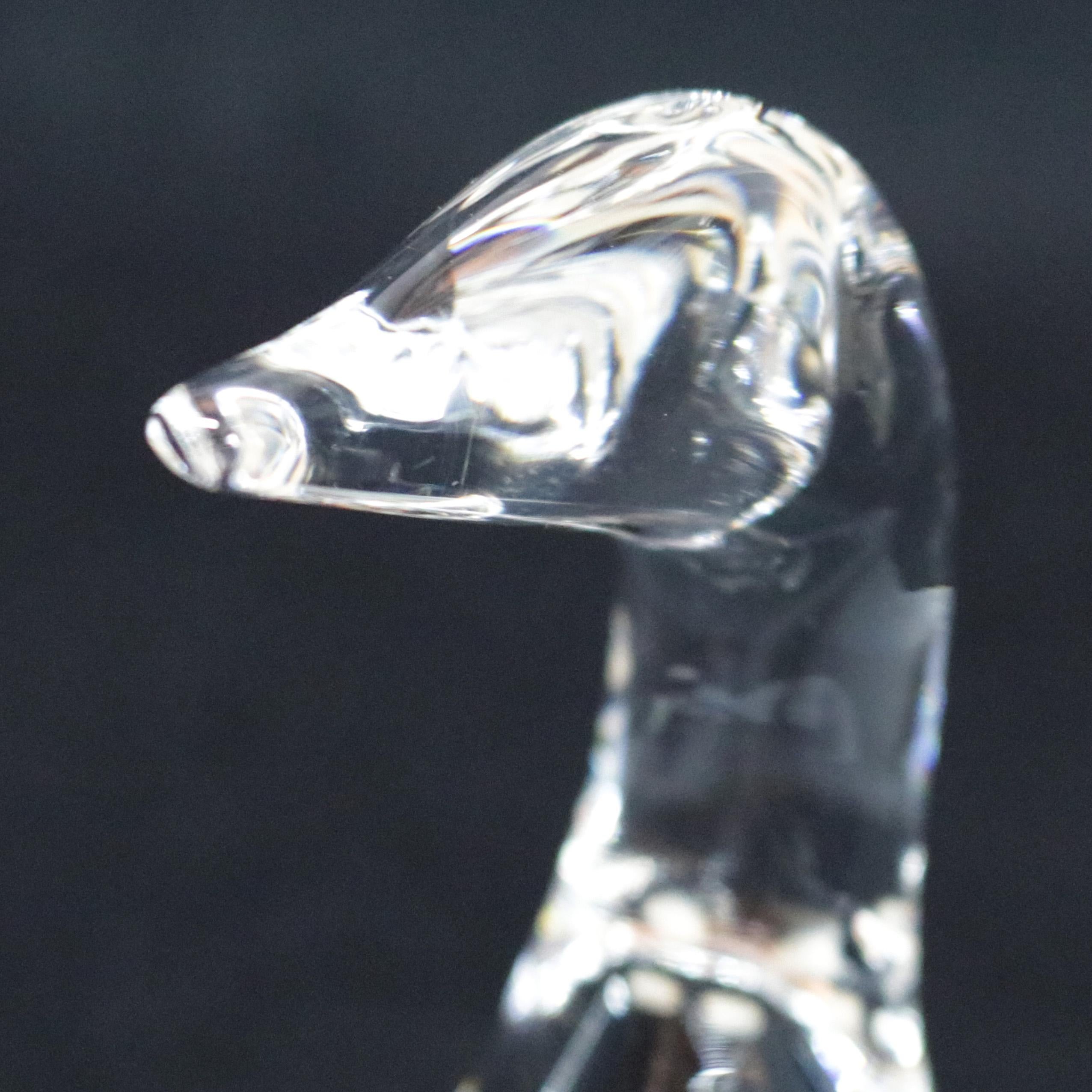 Mid-Century Modern Steuben Crystal Sculpture Paperweight of Gander by Lloyd Atkins, Signed