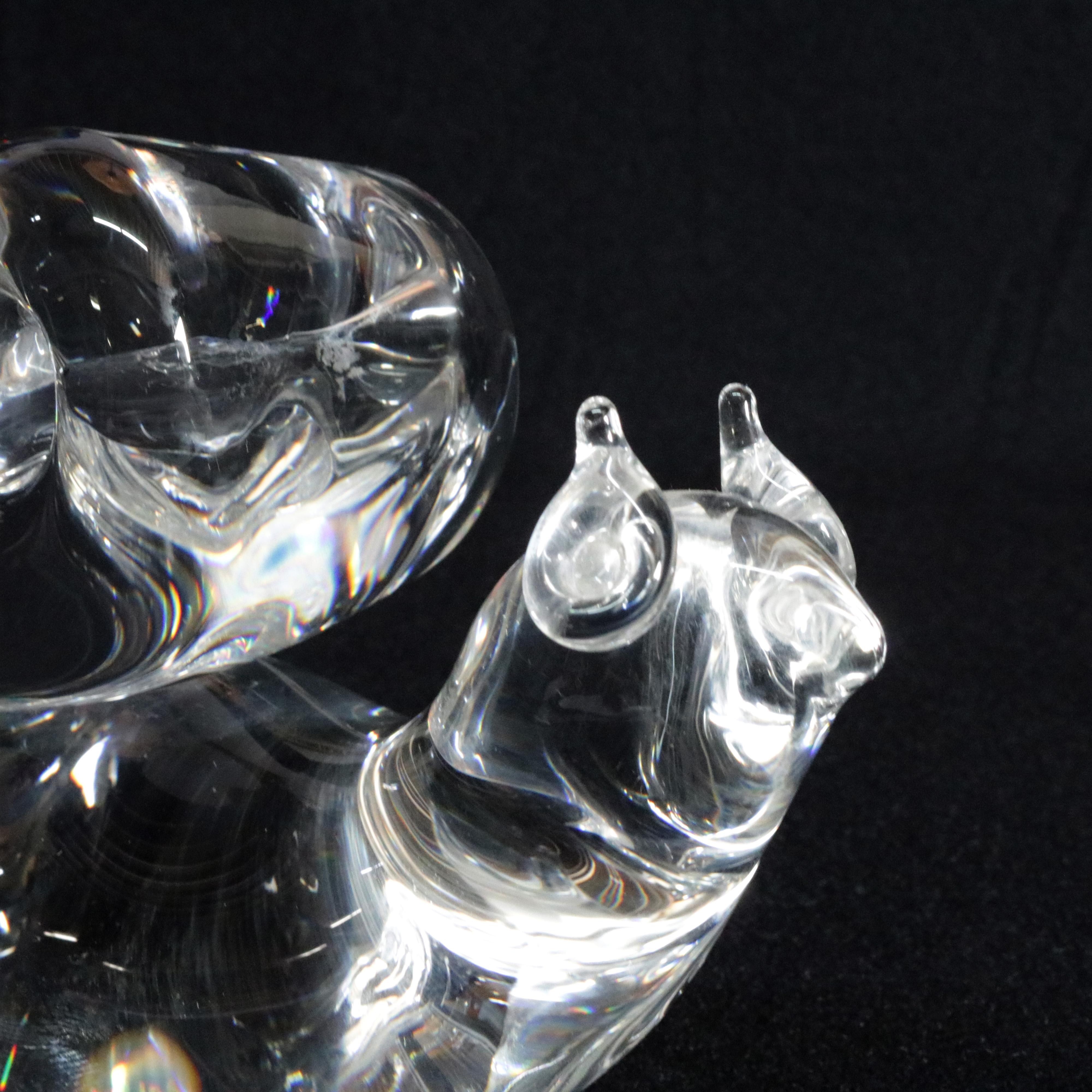Steuben Crystal Sculpture Paperweight of Squirrel by Lloyd Atkins, Signed 2