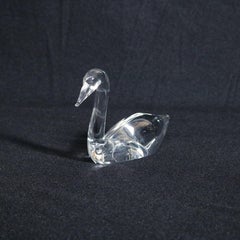 Steuben Crystal Sculpture Paperweight of Swan by Lloyd Atkins, Signed