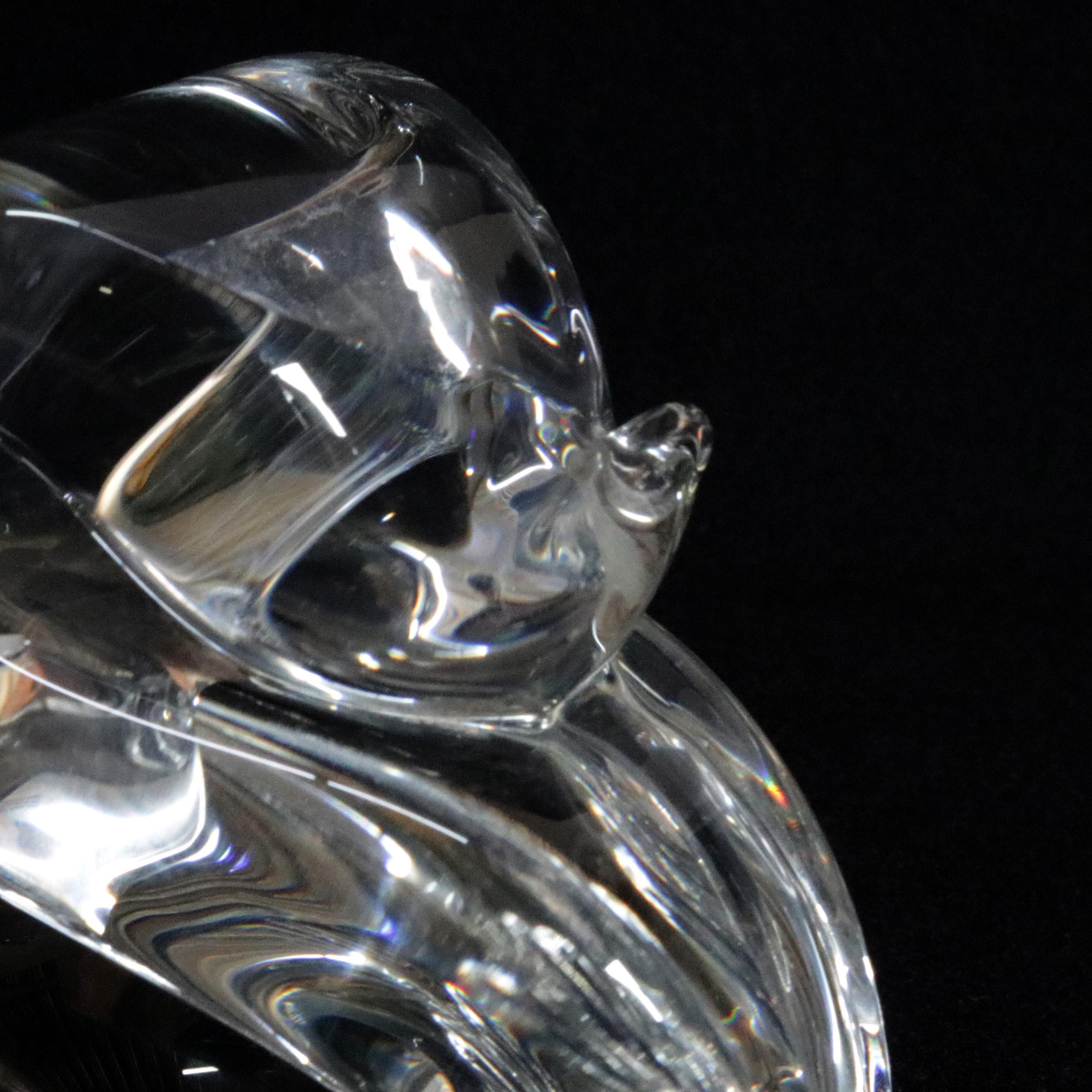 Mid-Century Modern Steuben Crystal Sculpture Paperweight of Squirrel by Lloyd Atkins, Signed