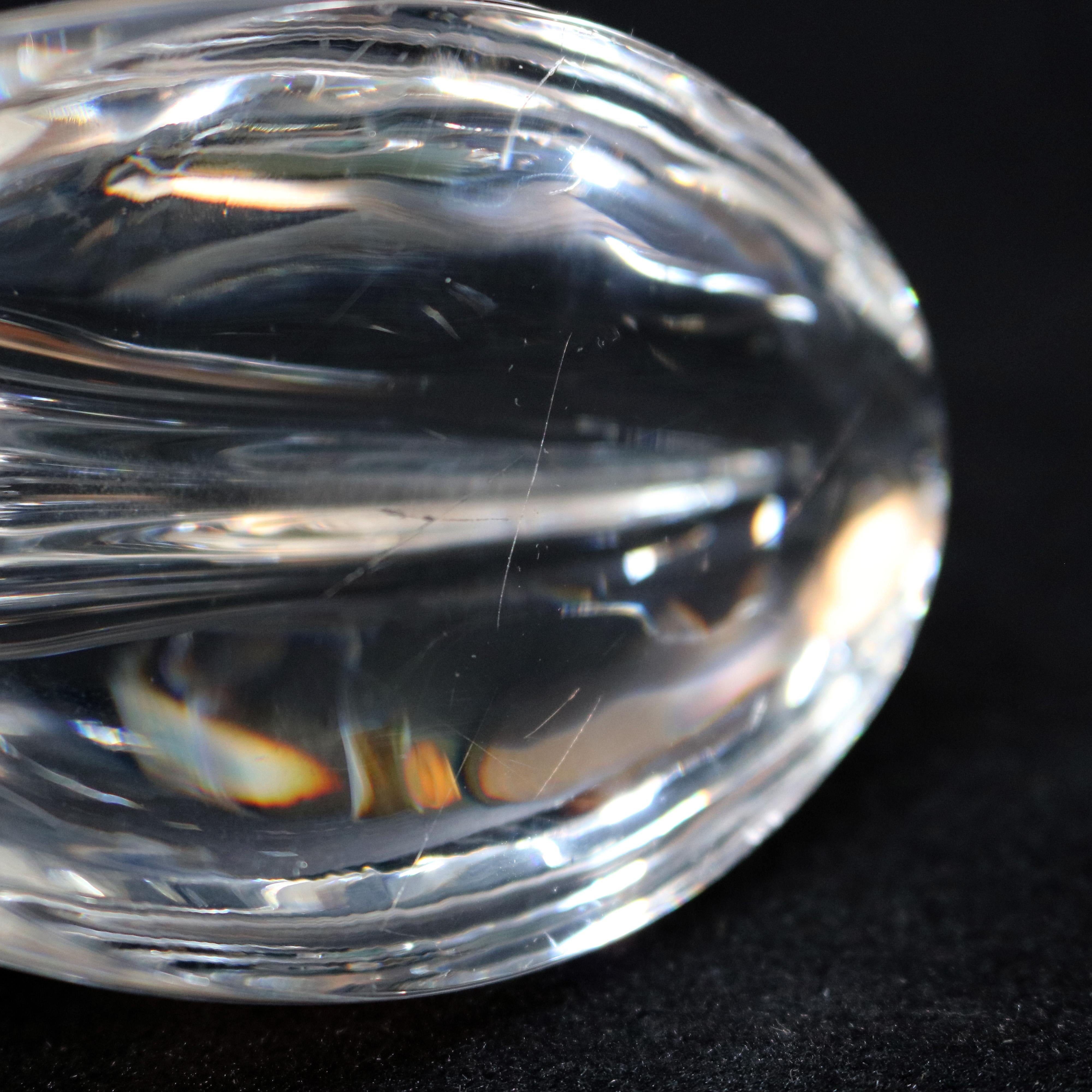 Hand-Crafted Steuben Crystal Sculpture Paperweight of Swan by Lloyd Atkins, Signed