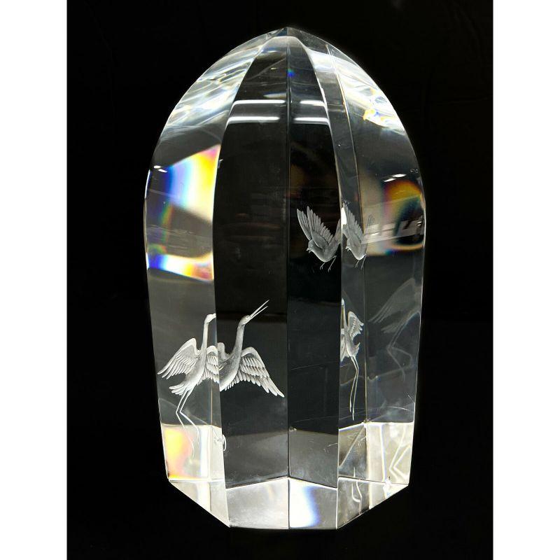 20th Century Steuben Engraved Glass Sculpture Bird Song by Peter Aldridge & Jane Osborn-Smith For Sale