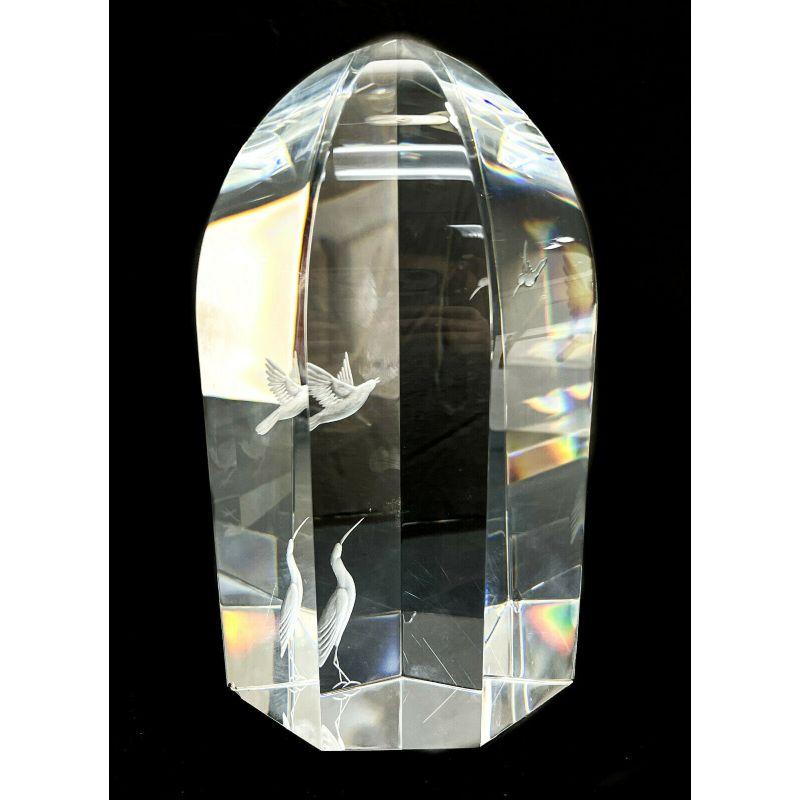 Steuben Engraved Glass Sculpture Bird Song by Peter Aldridge & Jane Osborn-Smith For Sale 1