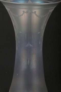 Steuben Engraved Verre de Soie Hourglass Vase
