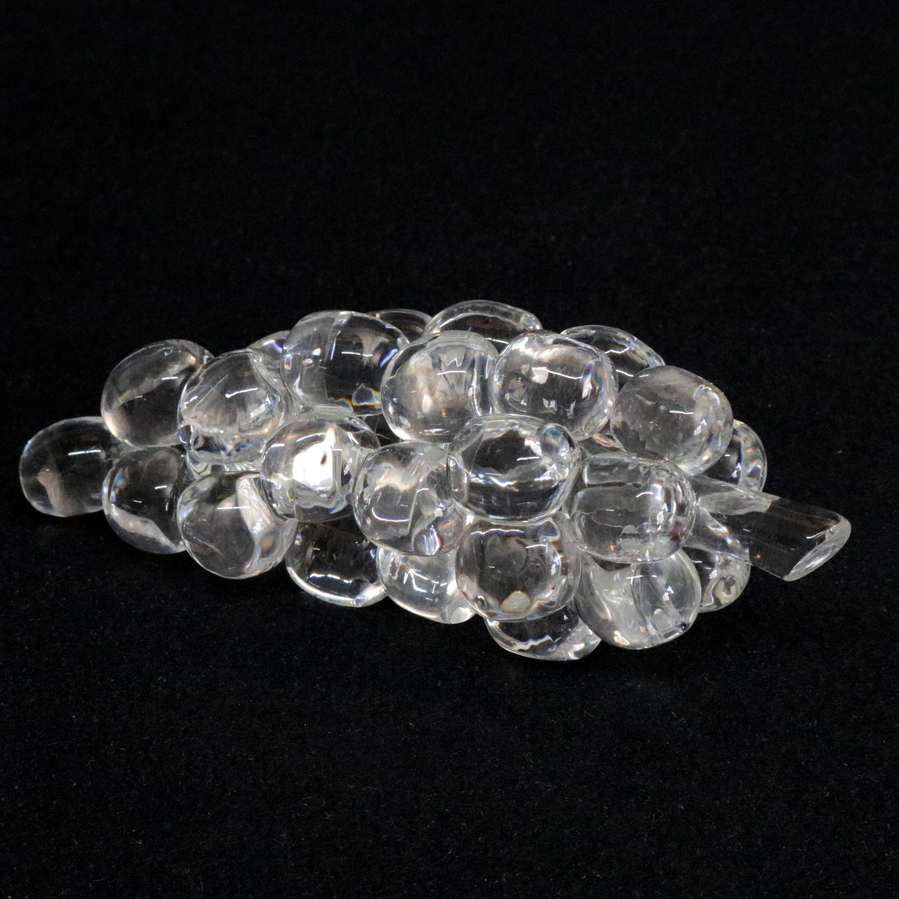 Mid-Century Modern Steuben Figurative Crystal Fruit Sculpture Paperweight of Grapes, Signed