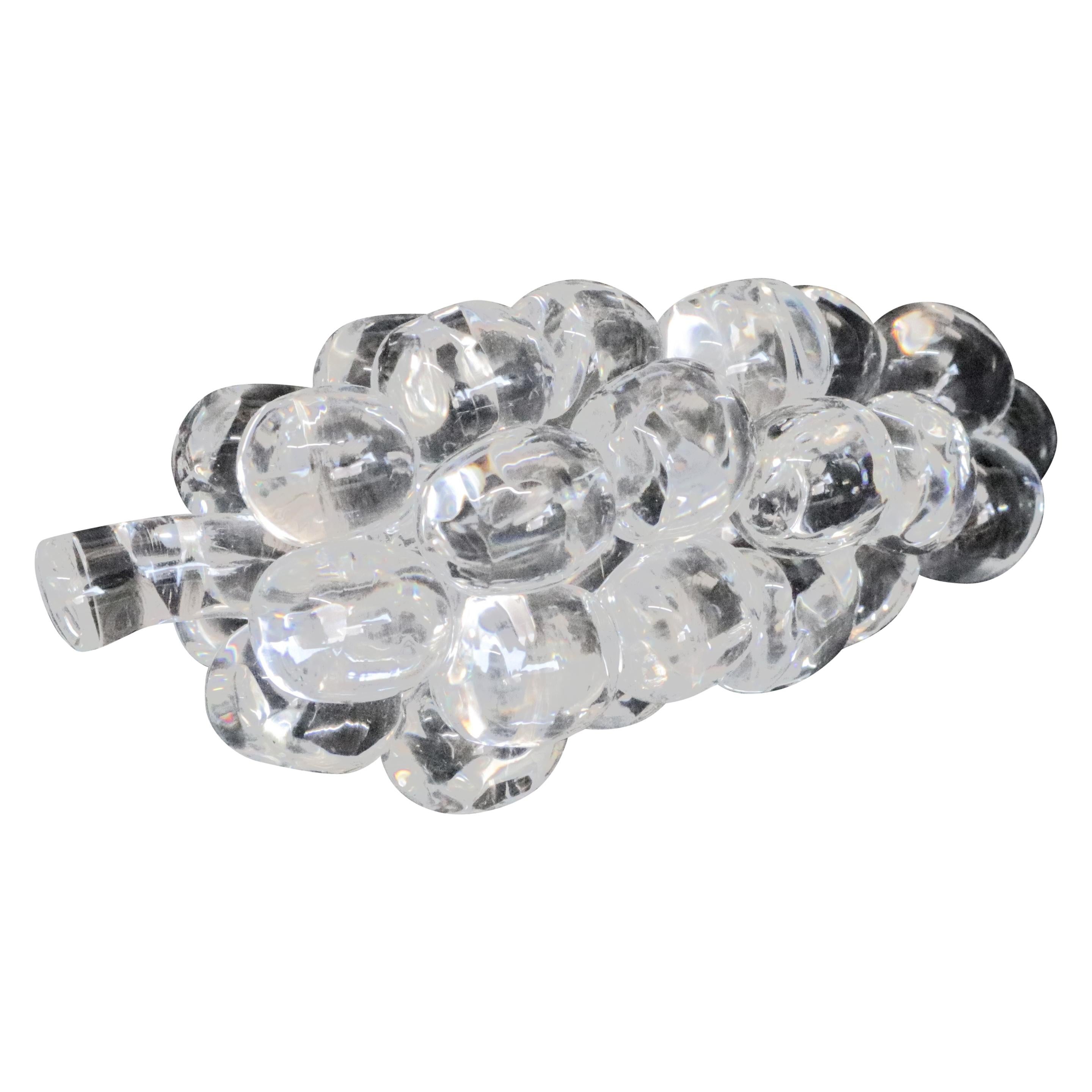 Steuben Figurative Crystal Fruit Sculpture Paperweight of Grapes, Signed