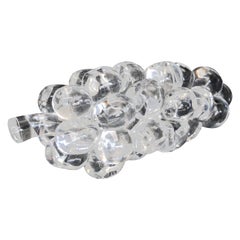 Steuben Figurative Crystal Fruit Sculpture Paperweight of Grapes:: Signed