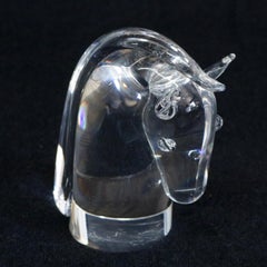 Steuben Figurative Crystal Sculpture Horse Head Paperweight by Dowler, Signed